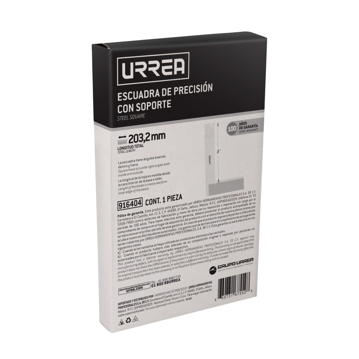 Escuadra de precisión 8" x 5" Urrea - Imagen 4