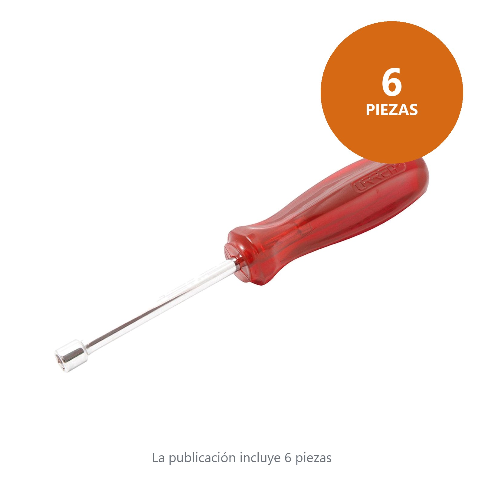 Destornillador con mango ámbar color rojo, de caja en pulgadas 1/4" x 3" Urrea - Imagen 2