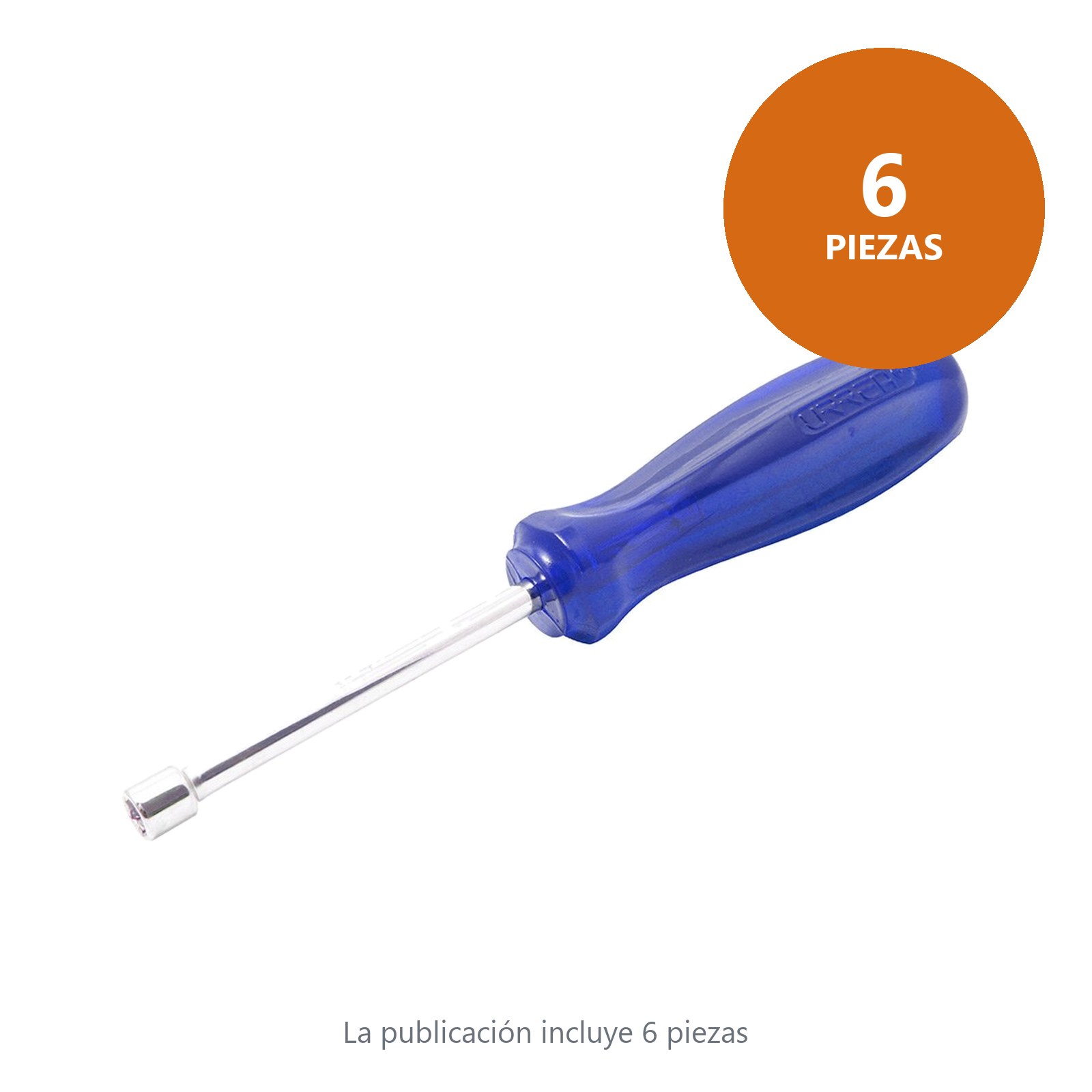 Destornillador con mango ámbar color azul, de caja en pulgadas 3/8" x 3" Urrea - Imagen 2