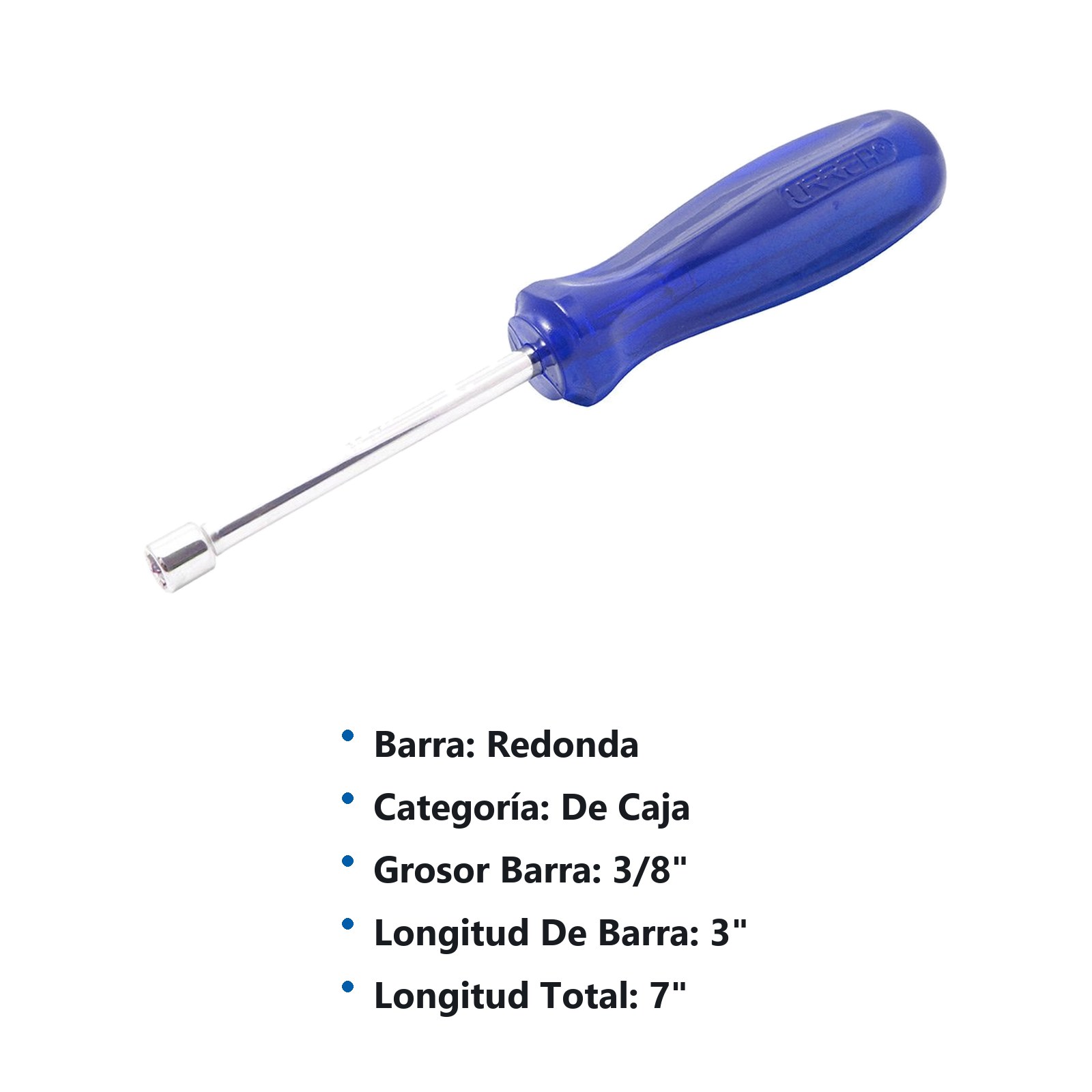 Destornillador con mango ámbar color azul, de caja en pulgadas 3/8" x 3" Urrea - Imagen 3