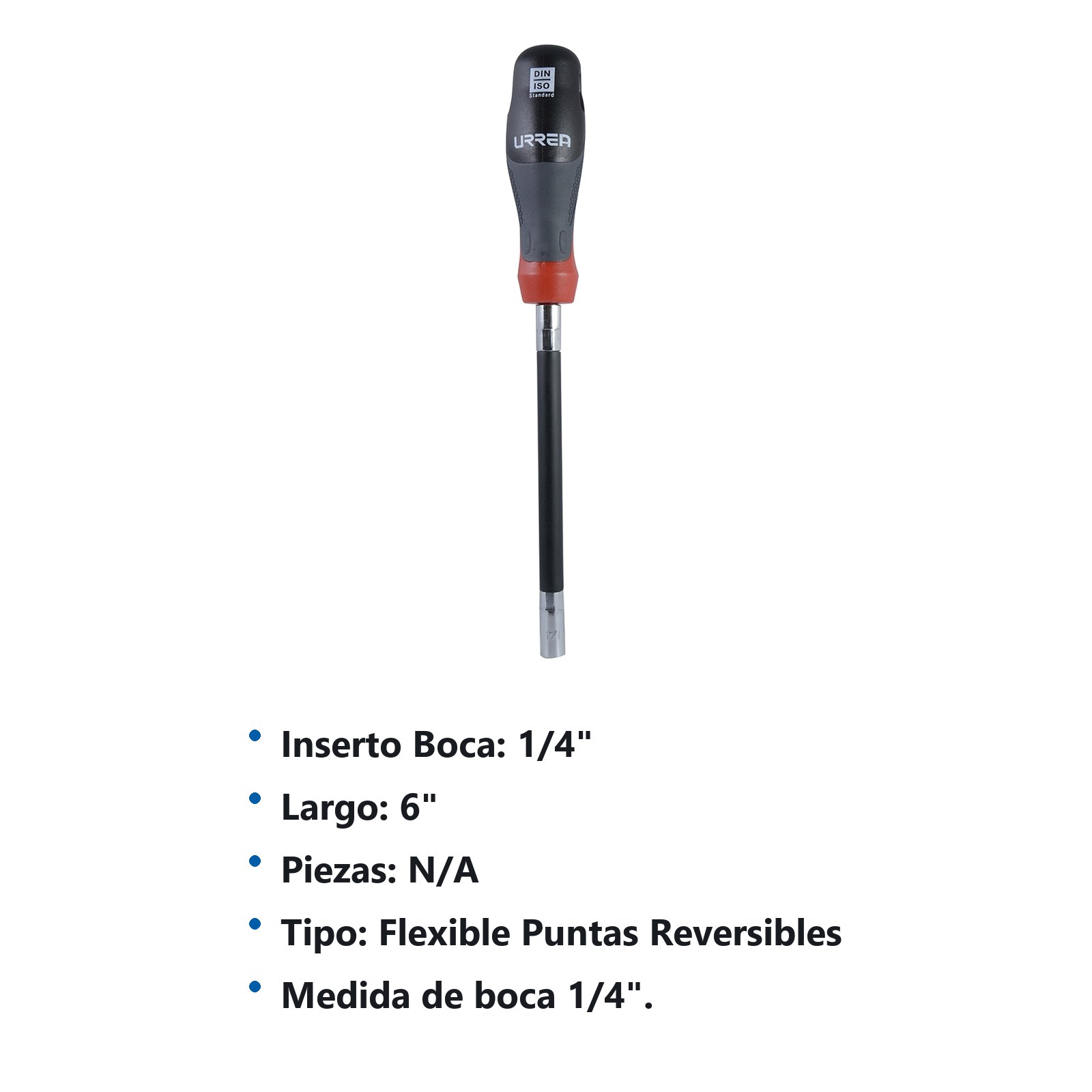 Destornillador flexible magnético con mango trimaterial para puntas 1/4" Urrea - Imagen 2