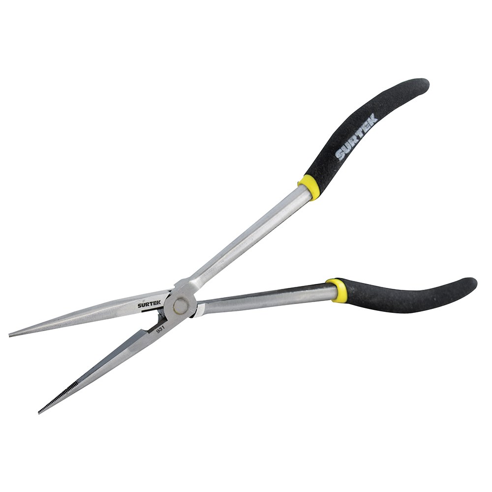 Pinza para electricista con mango doble plastisol de 11" punta extra larga Surtek