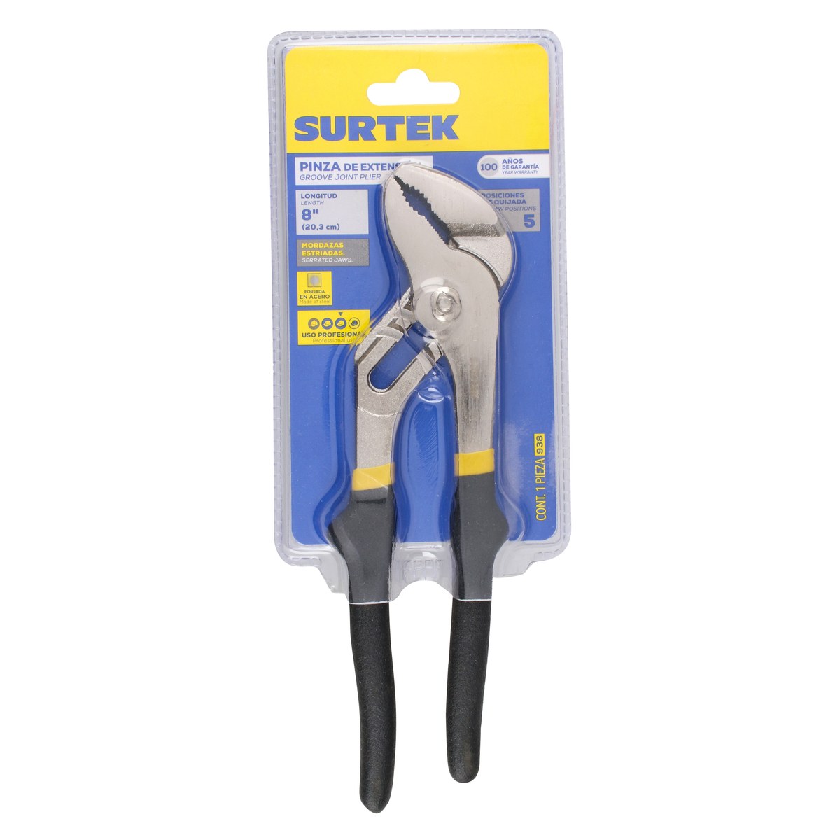 Pinza de extensión de 5 posiciones de 8" Surtek - Imagen 3