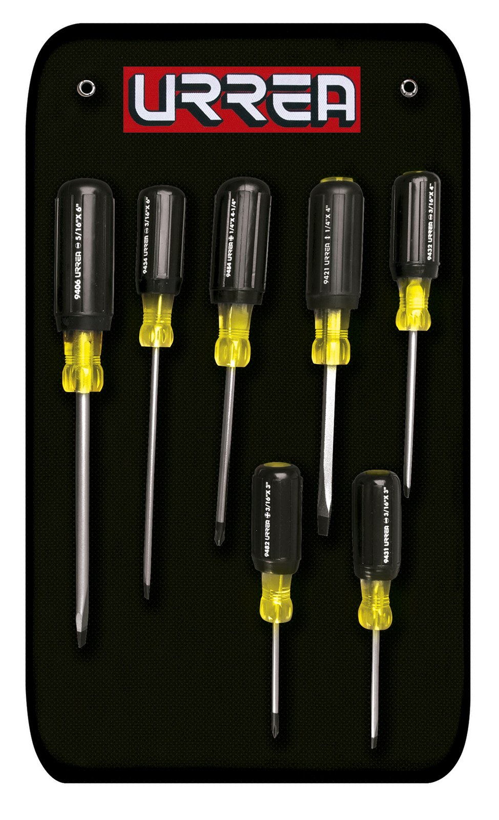Juego de destornilladores con mango cushion grip, combinados, 7 piezas en estuche Urrea