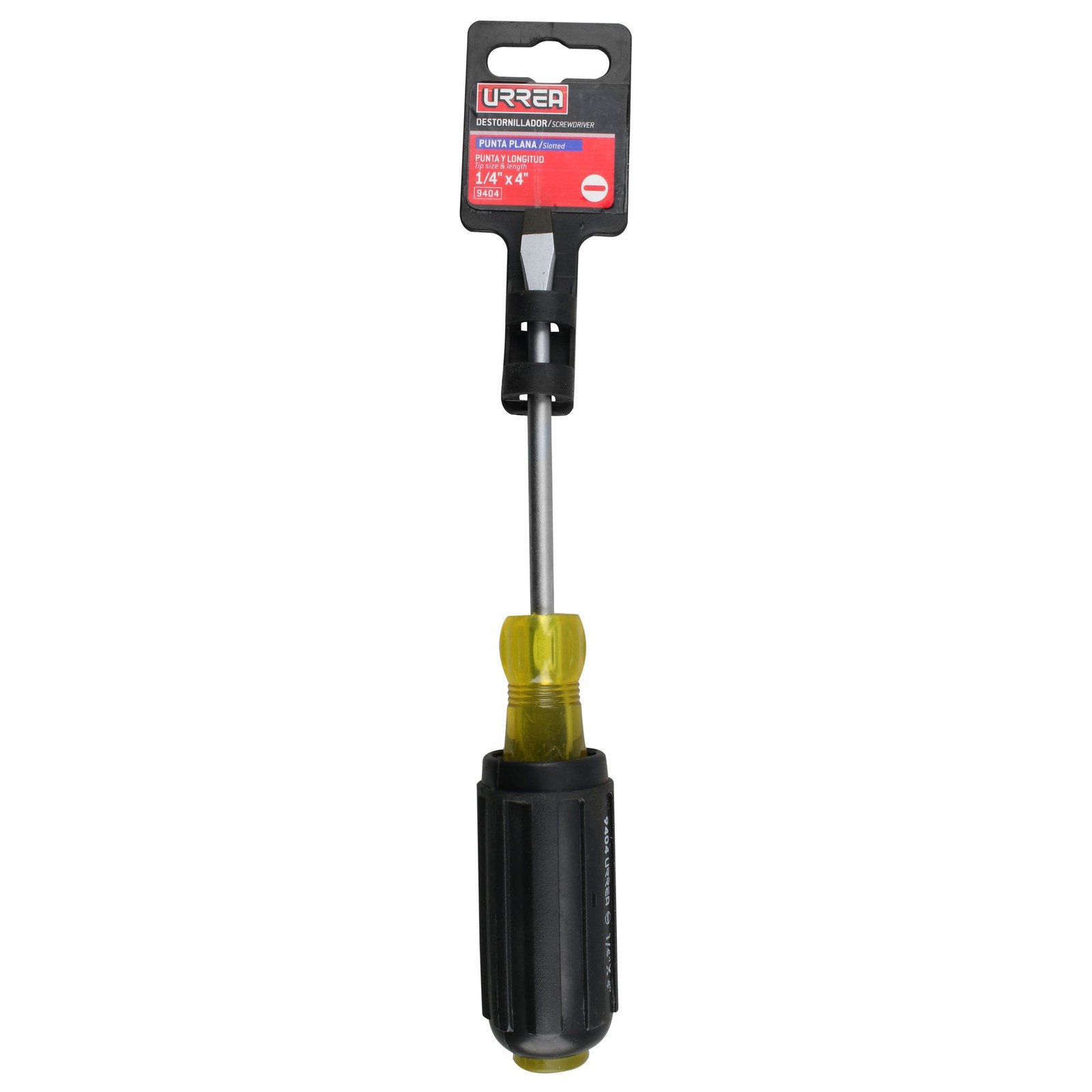 Destornillador con mango cushion grip, punta plana barra redonda 1/4" x 4" Urrea - Imagen 2