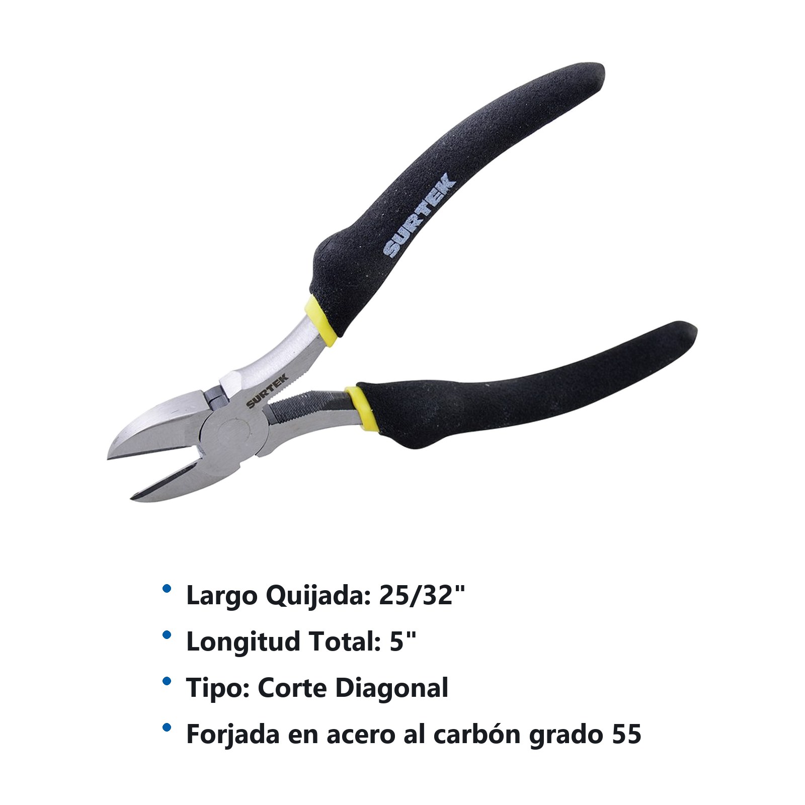 Pinza para electricista con mango rubber grip de 5" corte diagonal Surtek - Imagen 2