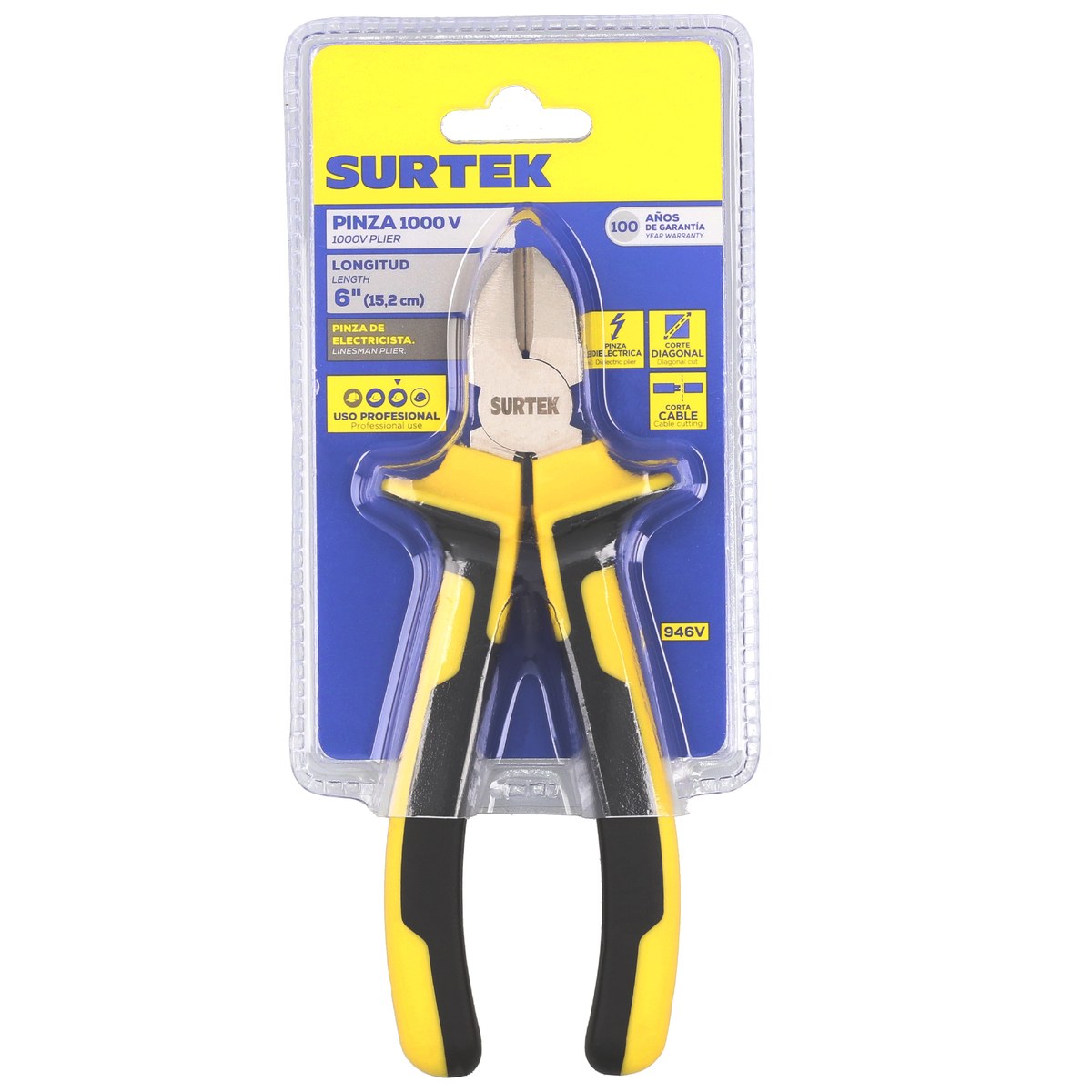 Pinza de 1000 V de 6" corte diagonal Surtek - Imagen 2