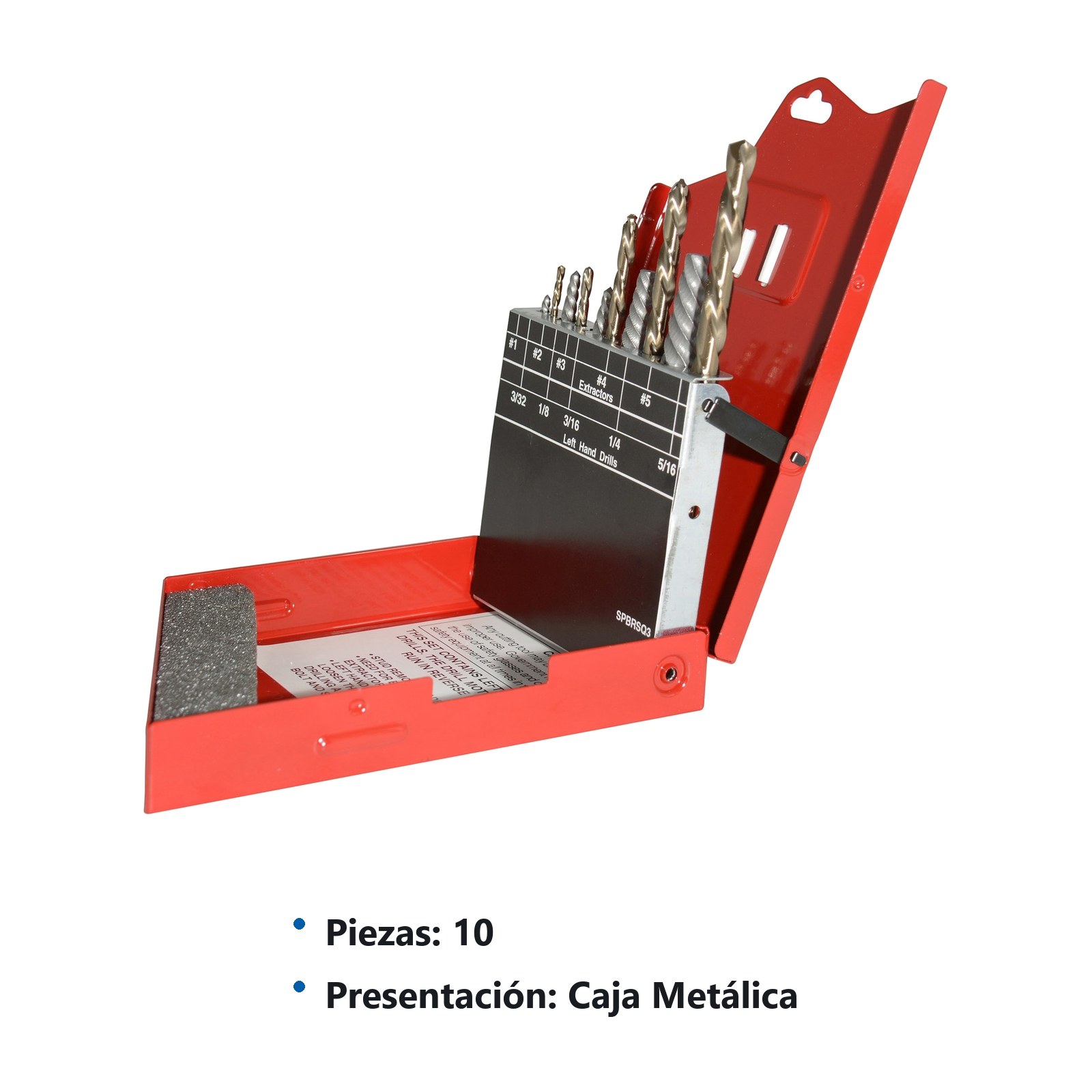 Juego de brocas premium y extractores de acero de alta velocidad,10 piezas en caja metálic Urrea - Imagen 2