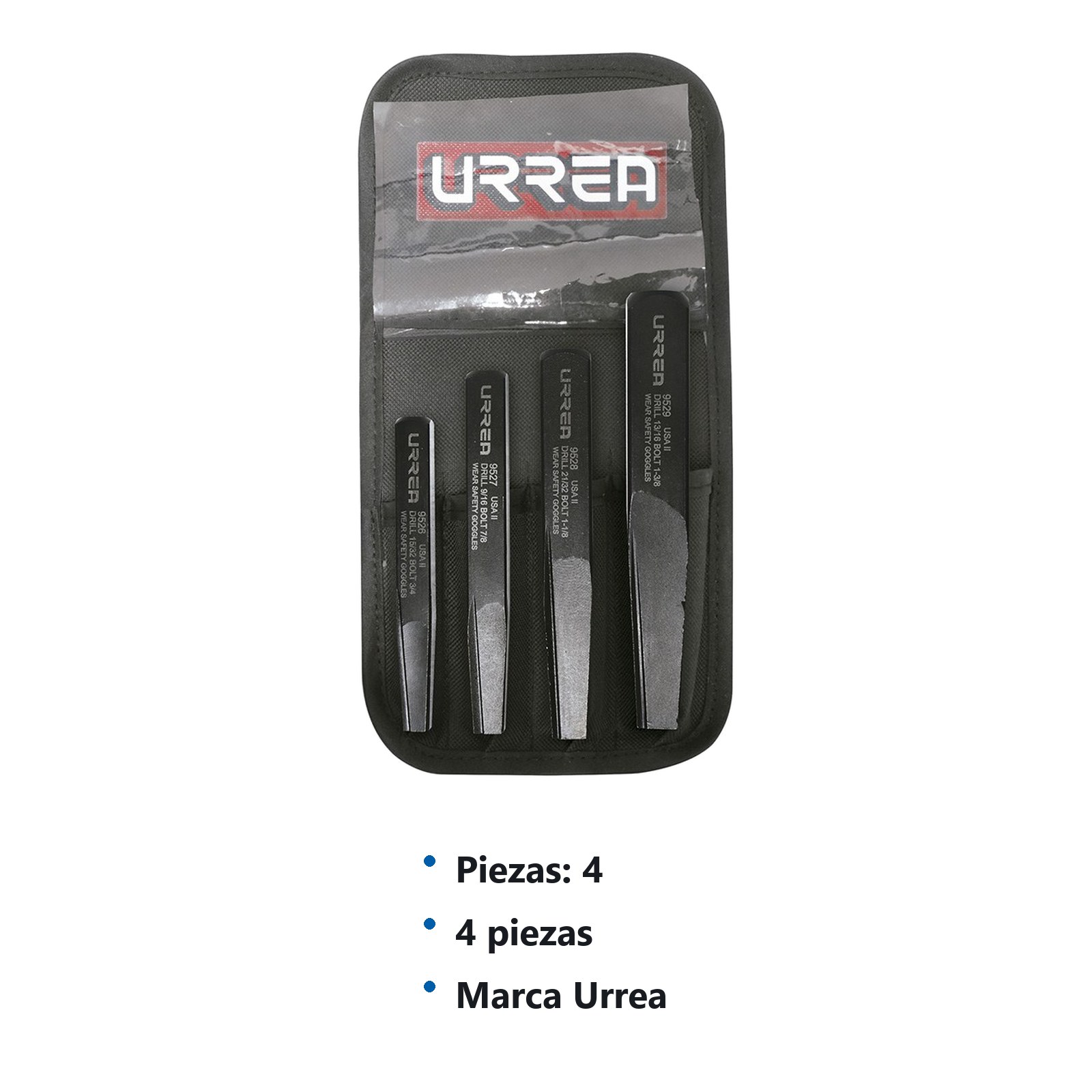 Juego de extractor rectos para tornillos y tubo, 4 piezas Urrea - Imagen 2