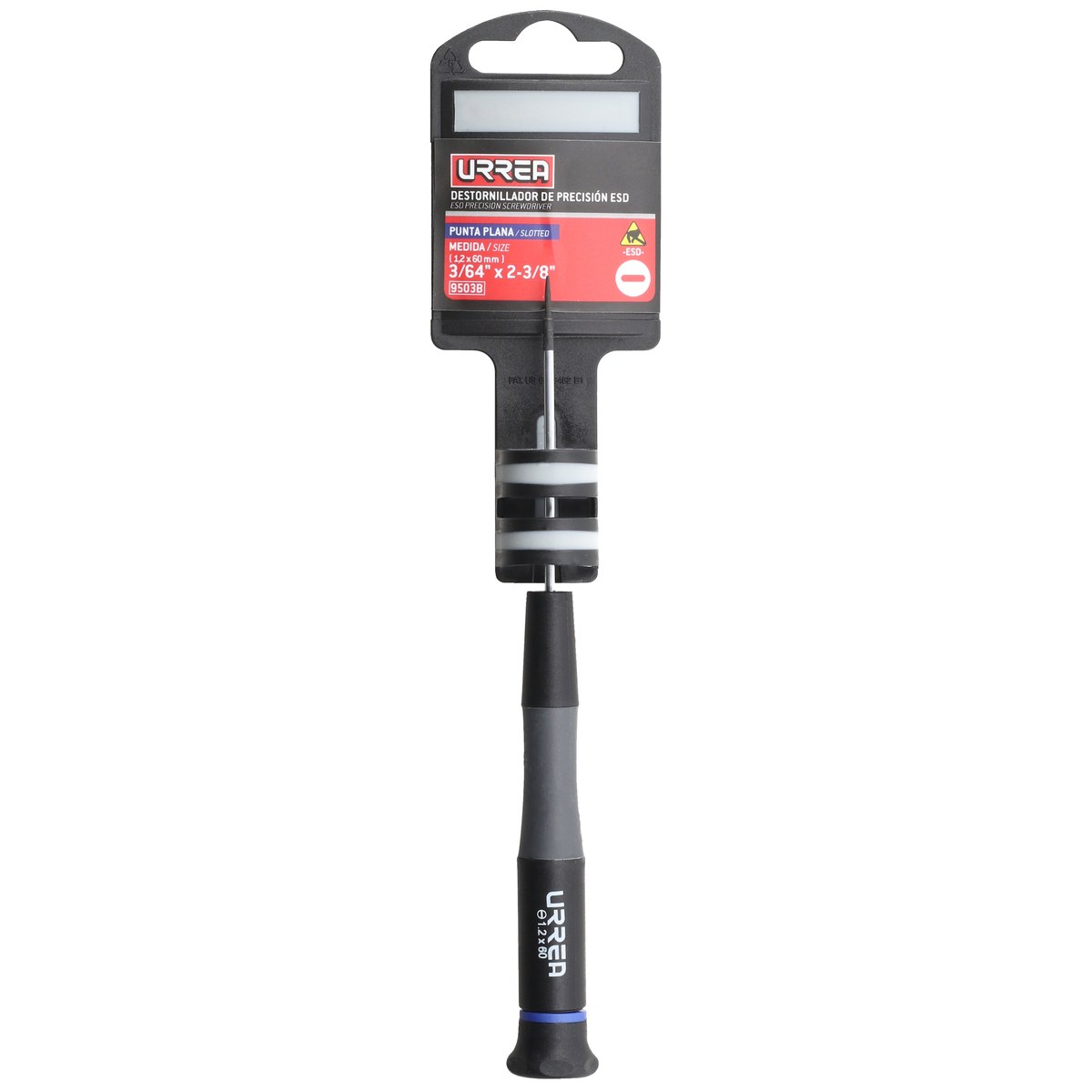 Destornillador de precisión ESD anti-estáticos, punta plana 3/64" x 2-3/8" Urrea - Imagen 2