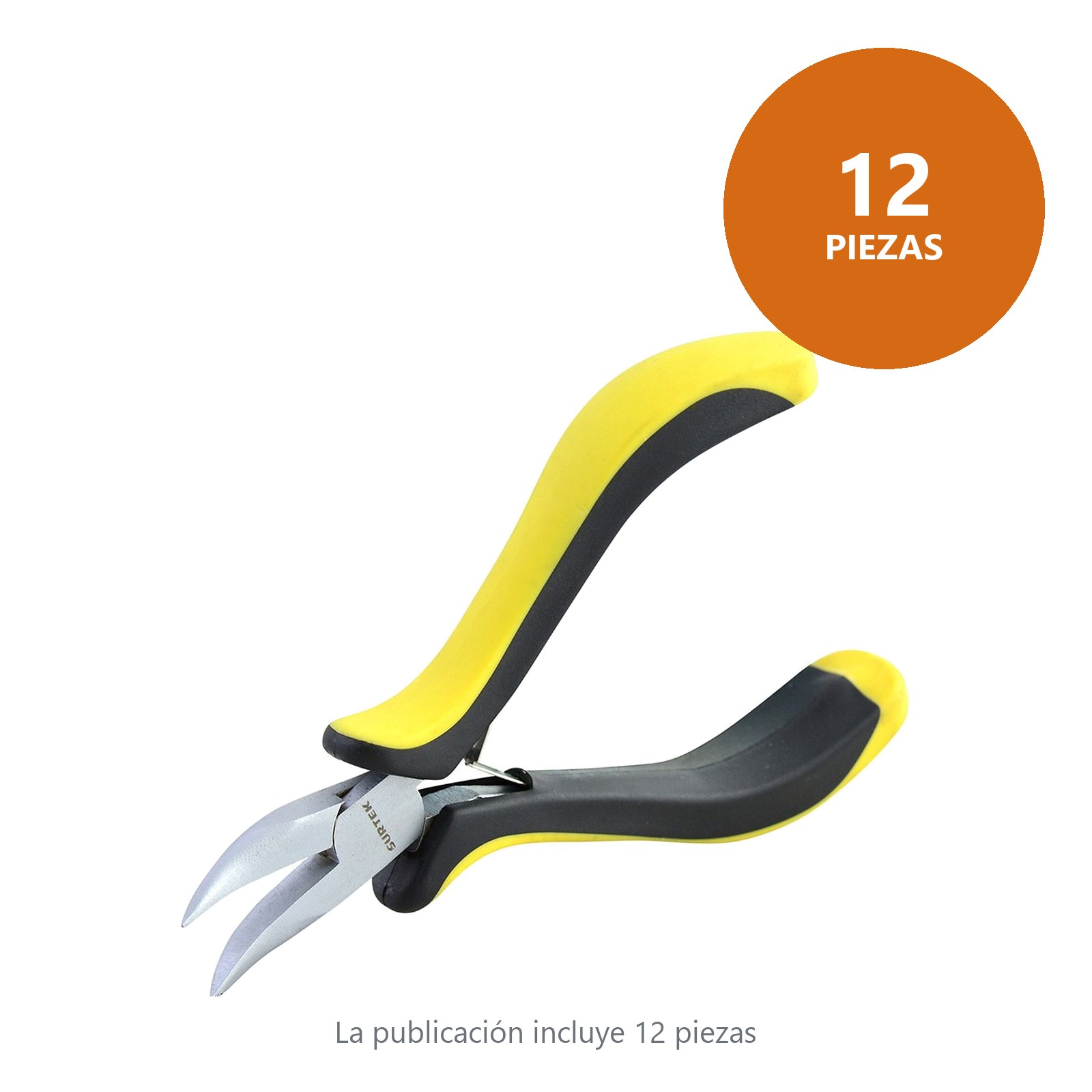Mini pinza para electrónica con mango bimaterial de 4-3/4" punta curva Surtek - Imagen 3