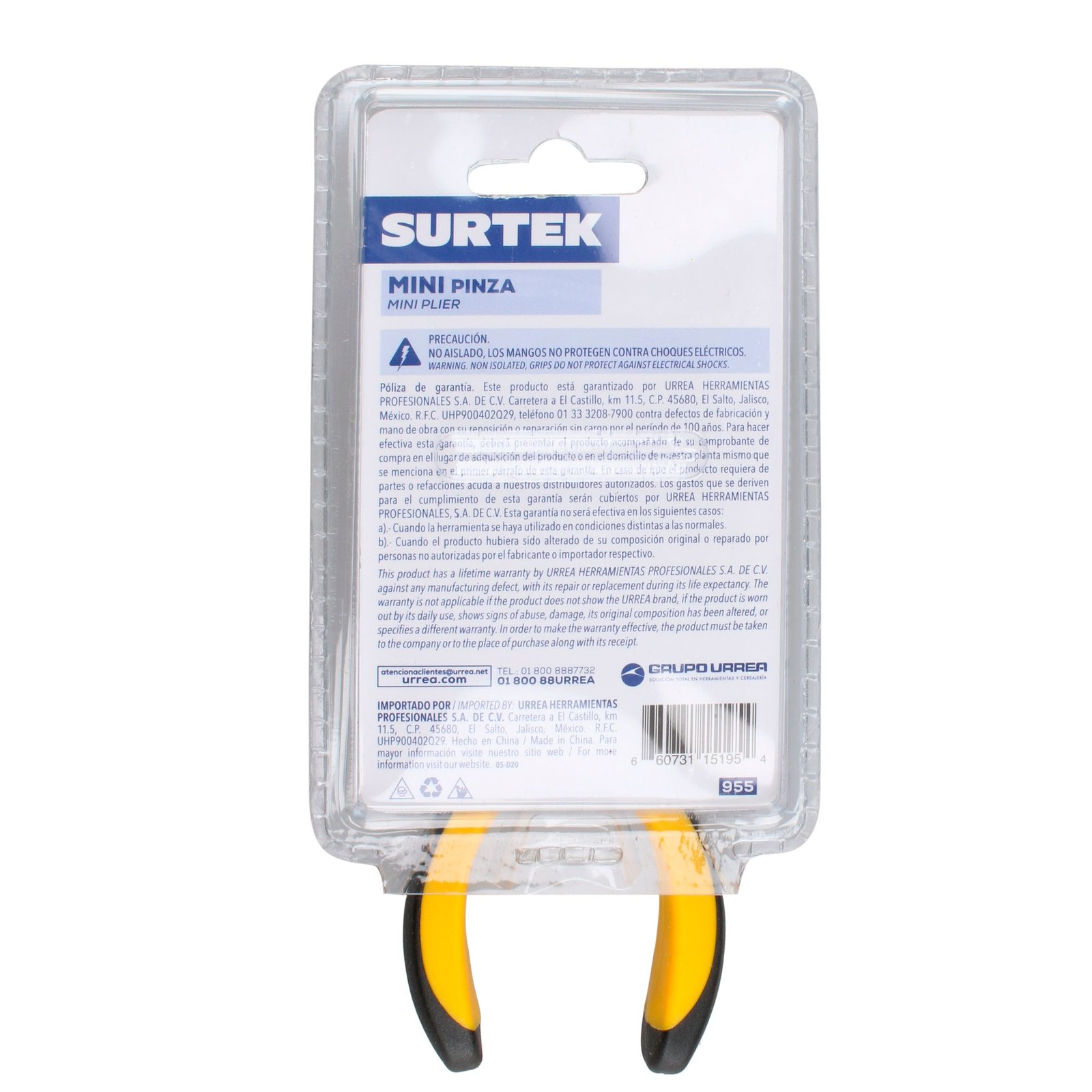 Mini pinza para electrónica con mango bimaterial de 4-5/16" corte diagonal Surtek - Imagen 3