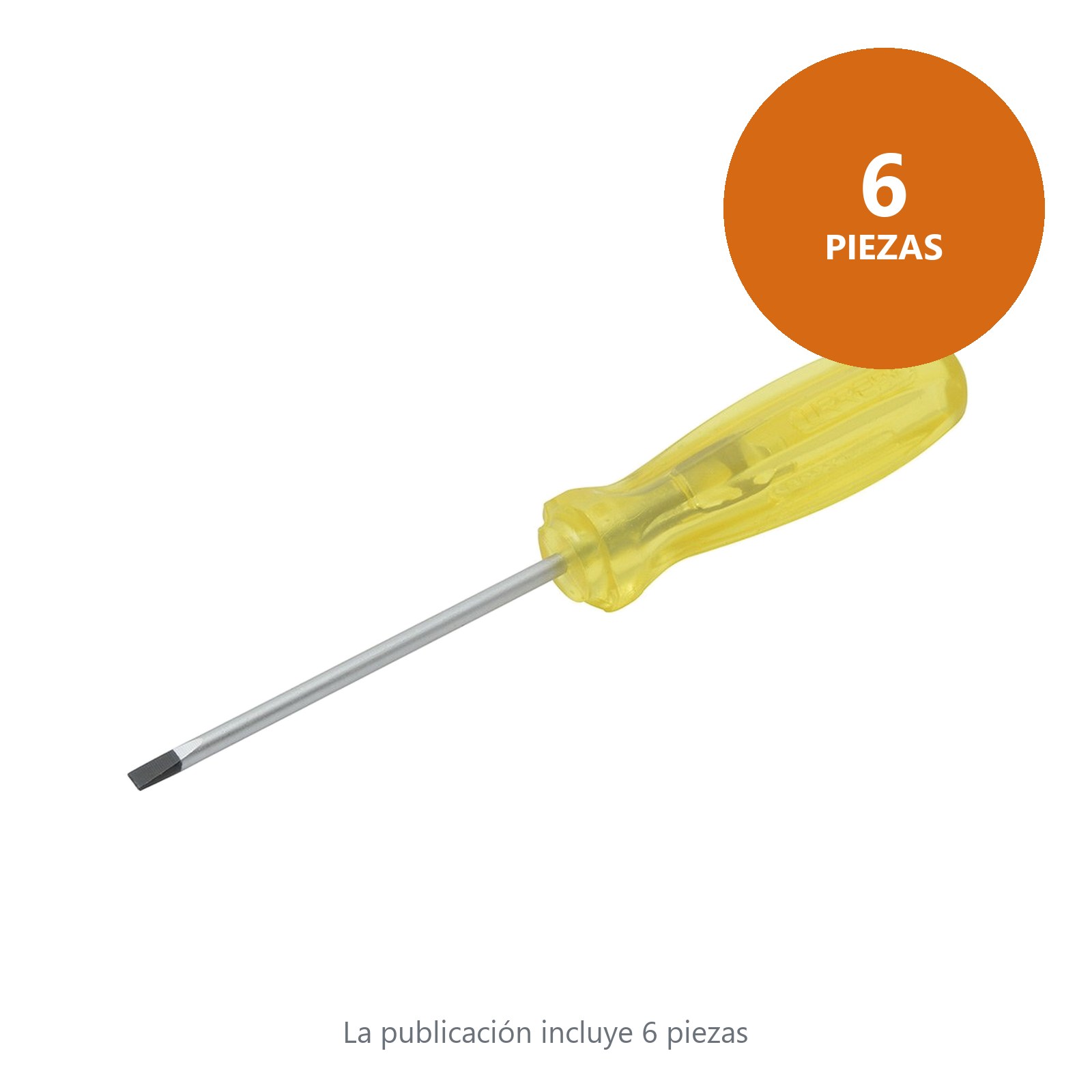 Destornillador con mango ámbar, punta cabinet barra redonda 1/8" x 6" Urrea - Imagen 2
