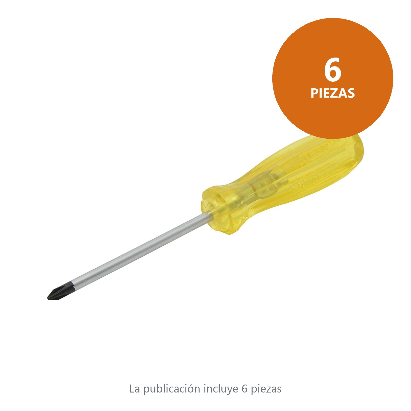 Destornillador con mango ámbar, punta Phillips barra redonda #1 x 3" Urrea - Imagen 2