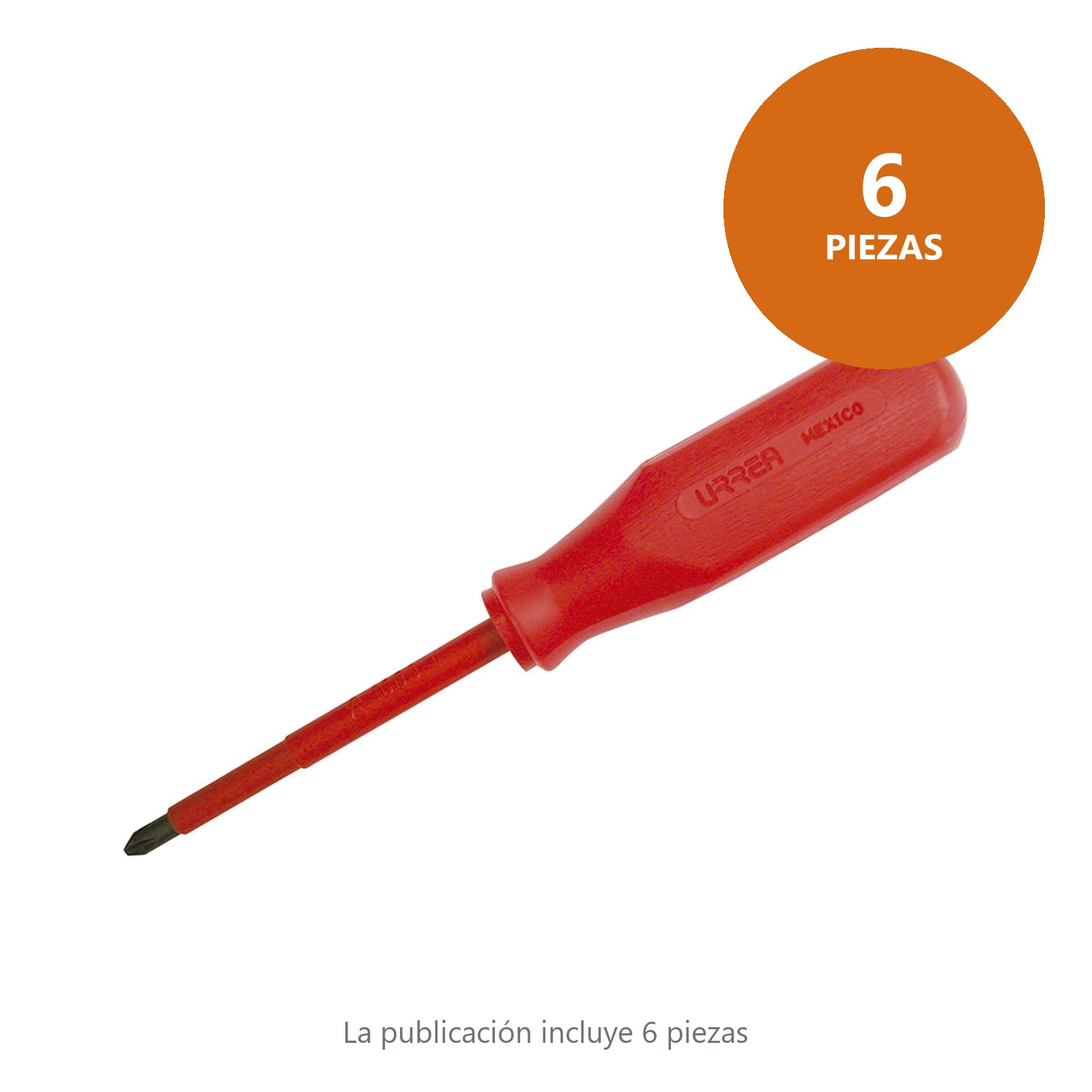 Destornillador rojo 1000 V, punta phillips #0 x 2-3/8" Urrea - Imagen 3
