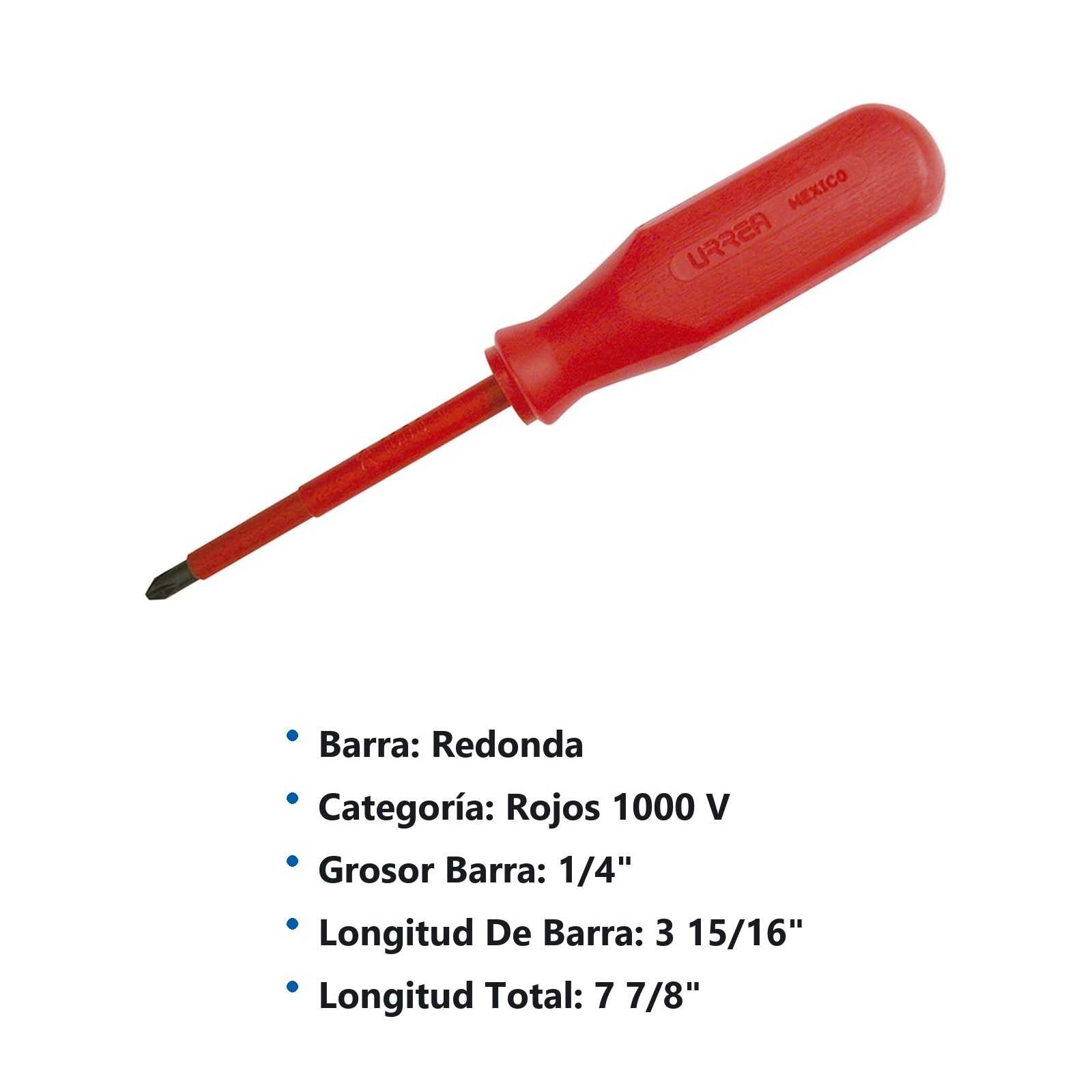 Destornillador rojo 1000 V, punta phillips #2 x 3-15/16" Urrea - Imagen 3