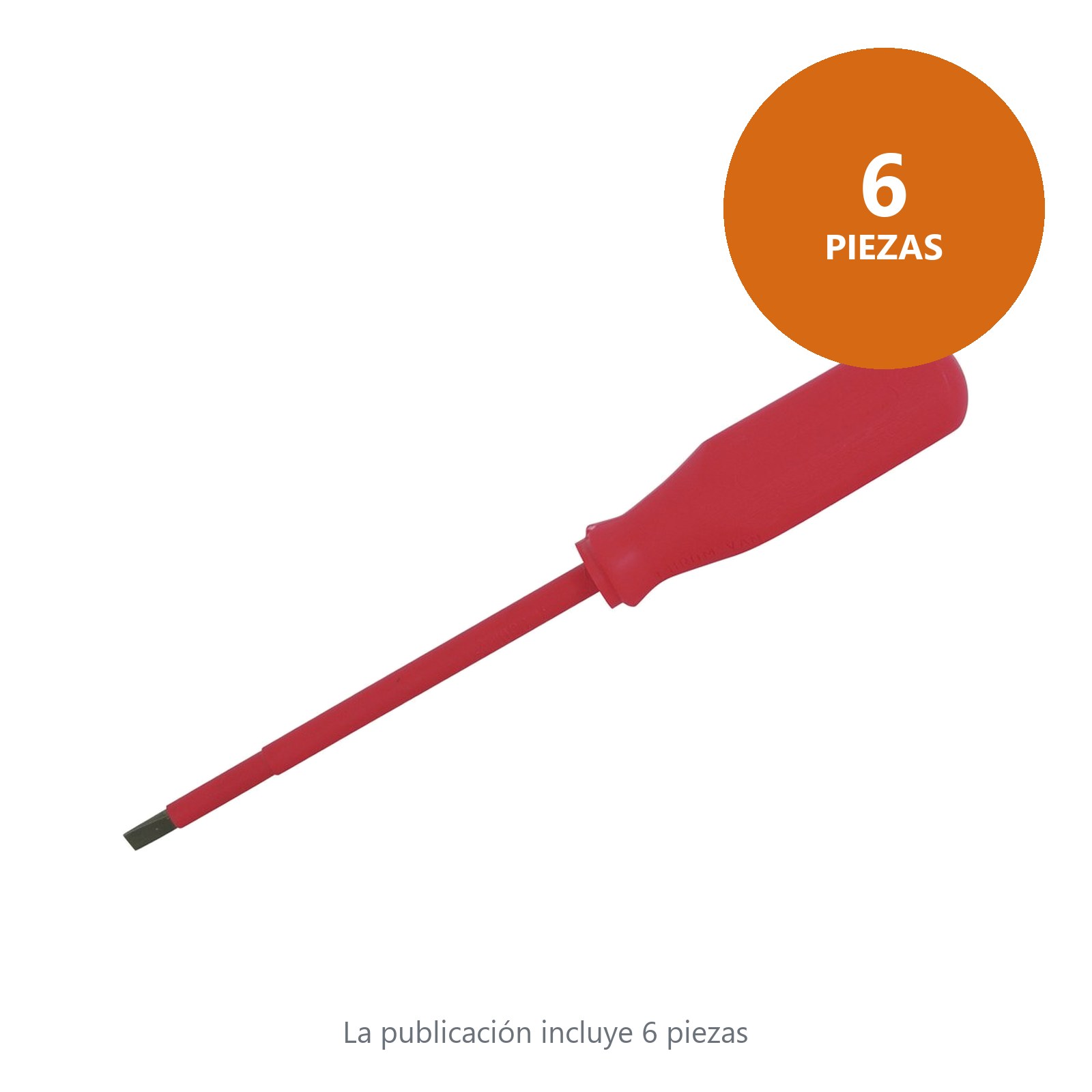 Destornillador rojo 1000 V, punta plana 3/32" x 3" Urrea - Imagen 2