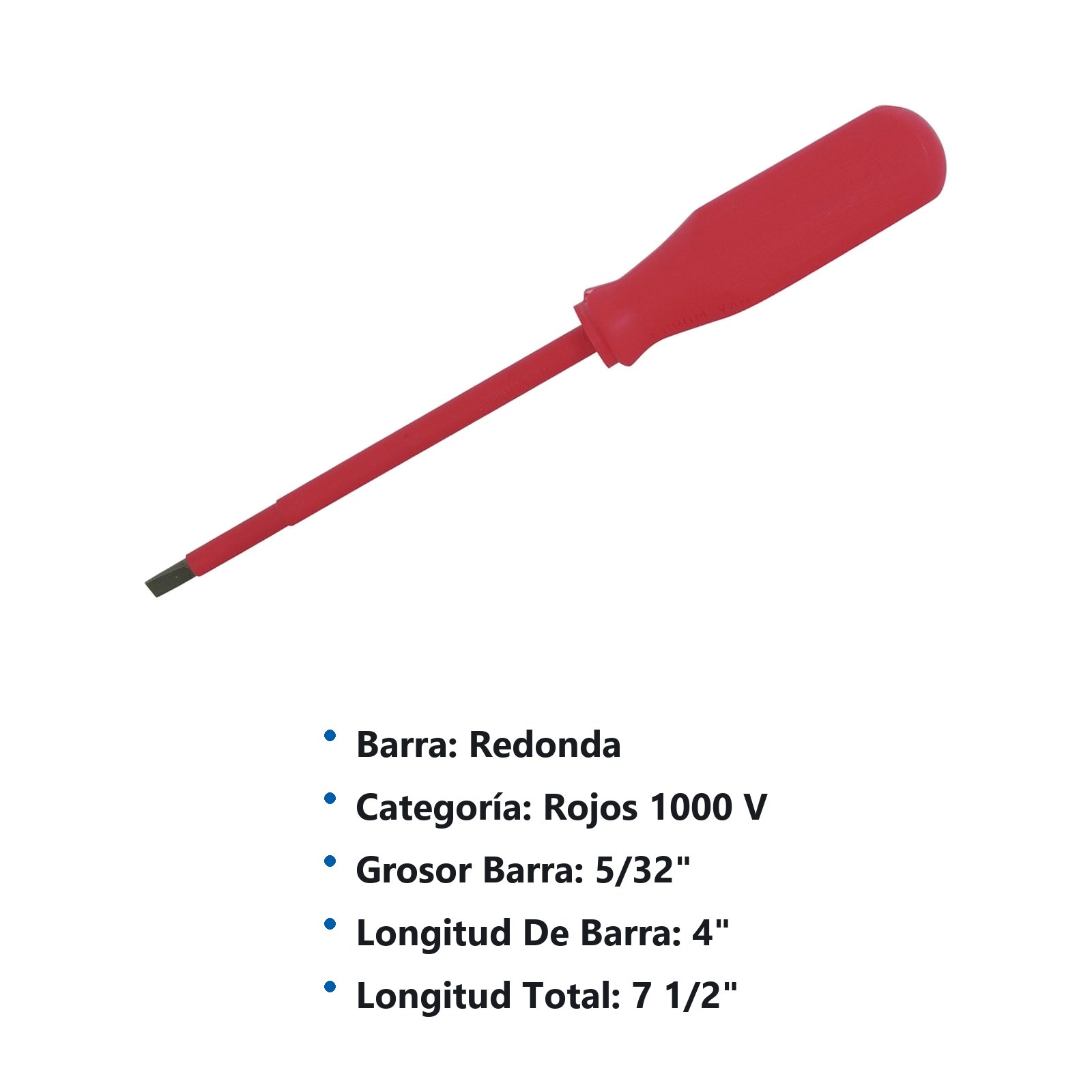 Destornillador rojo 1000 V de 5/32" x 4" punta plana Urrea - Imagen 3