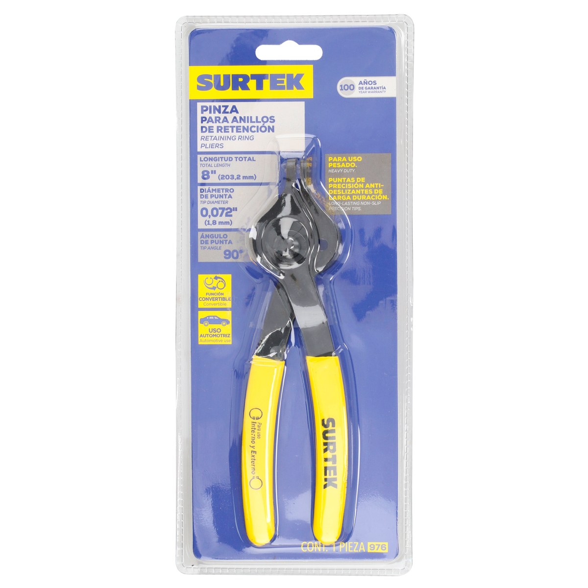 Pinza para anillos de retención convertibles 1.7 mm ángulo de 90° Surtek - Imagen 2
