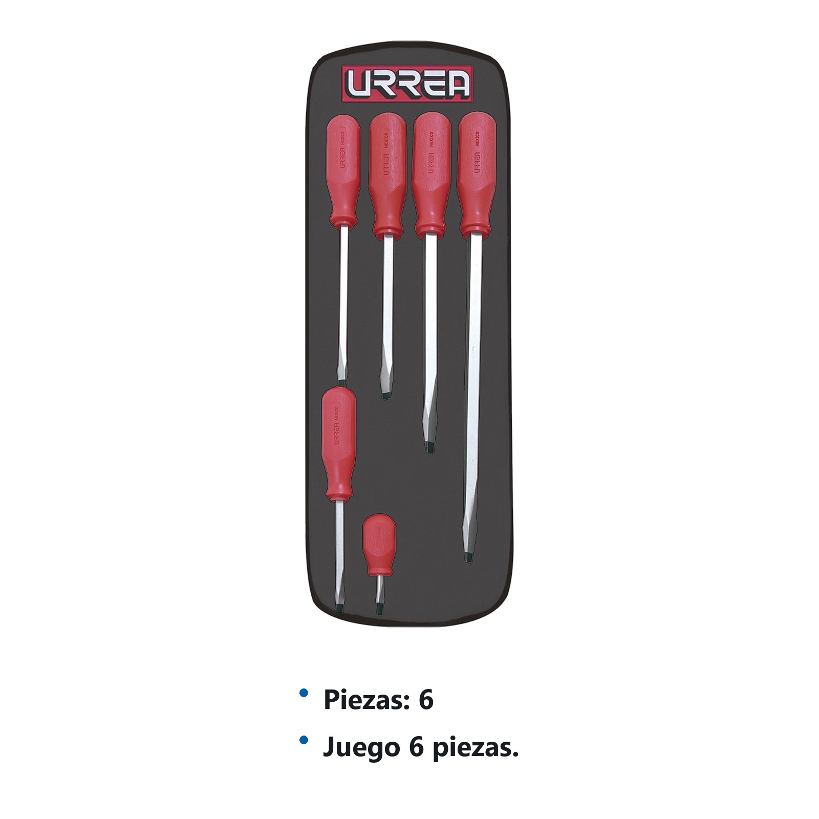 Juego de destornilladores con mango rojo, combinados, 6 piezas en estuche Urrea - Imagen 3