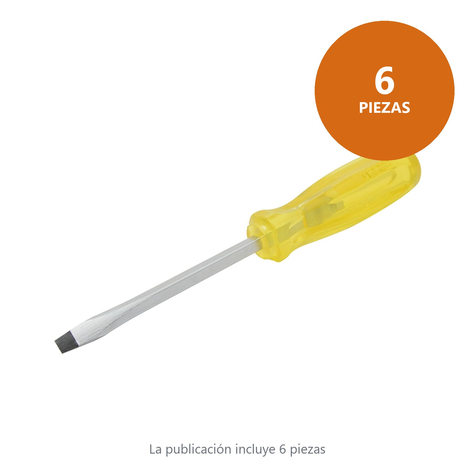 Destornillador con mango ámbar, punta plana barra cuadrada 1/4" x 9" Urrea - Imagen 2