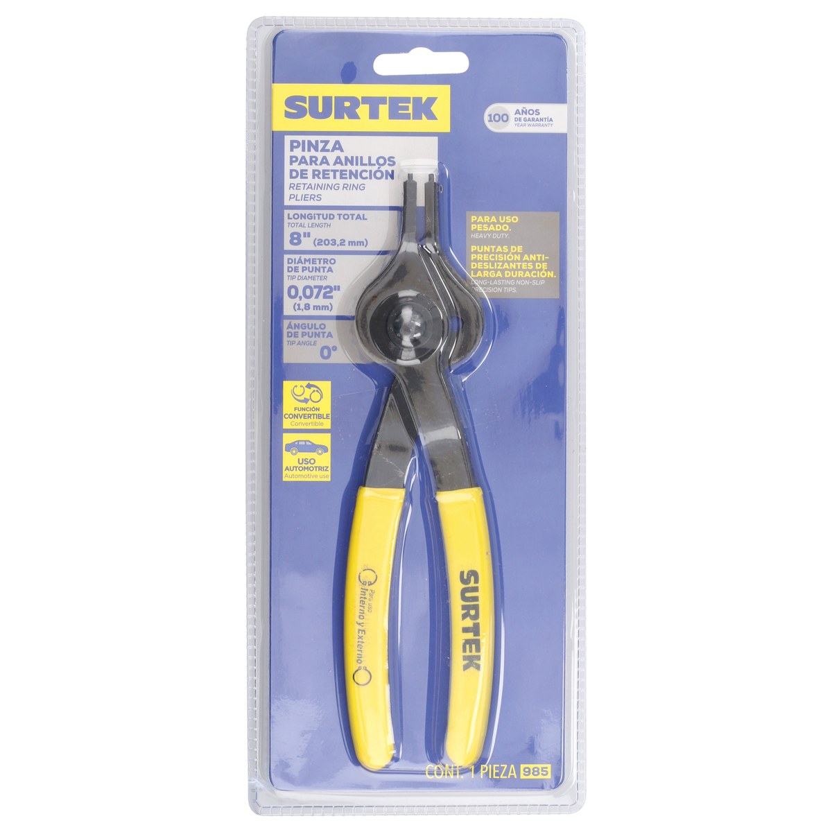 Pinza para anillos de retención convertibles 1.7 mm ángulo de 180° Surtek - Imagen 2