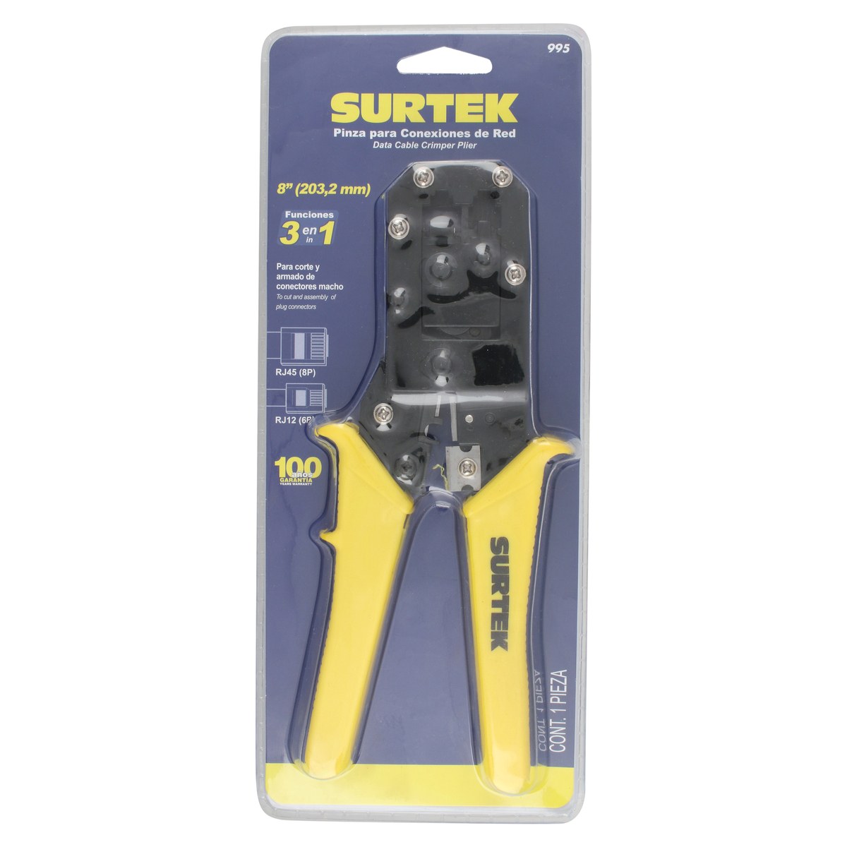 Pinza ponchadora modular 9" para conectores RJ12 Surtek - Imagen 3