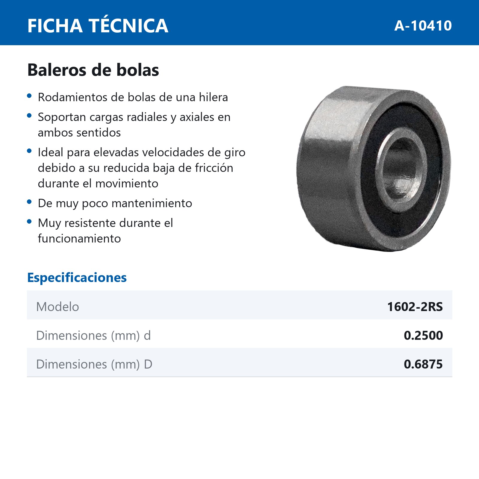 BALERO 1602-2RS (PRECIO X PZA - TUBO C/10PZAS) - Imagen 4