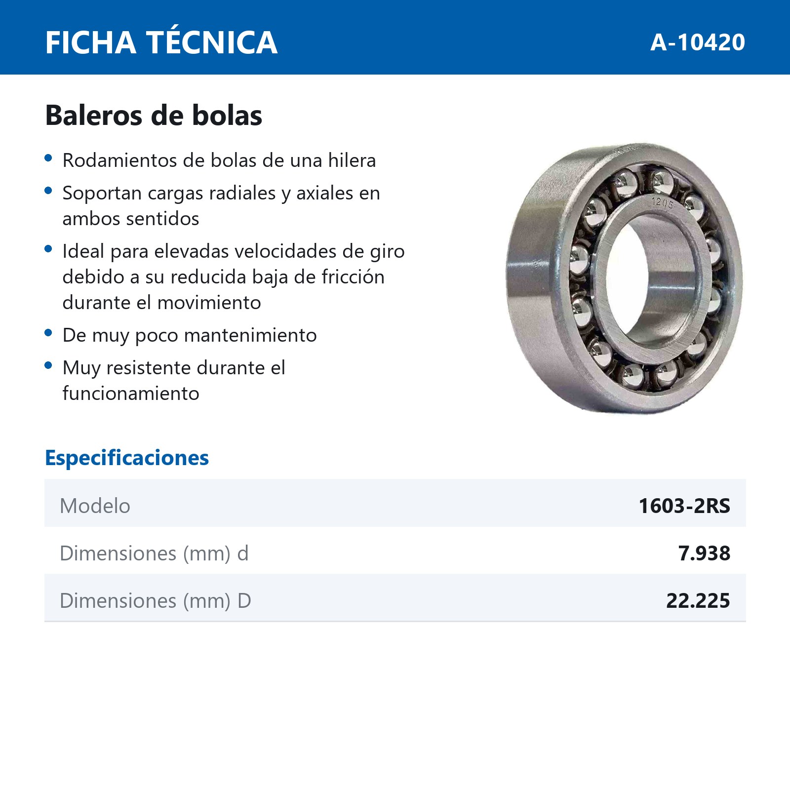 BALERO 1603-2RS (PRECIO X PZA - TUBO C/10PZAS) - Imagen 3