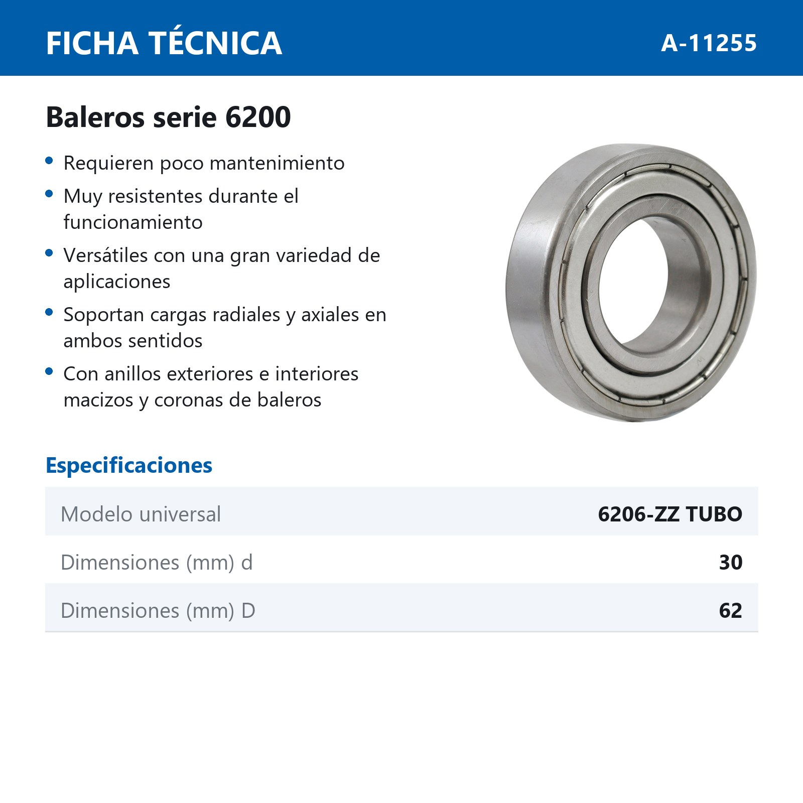 BALERO 6206-ZZ TUBO - Imagen 2
