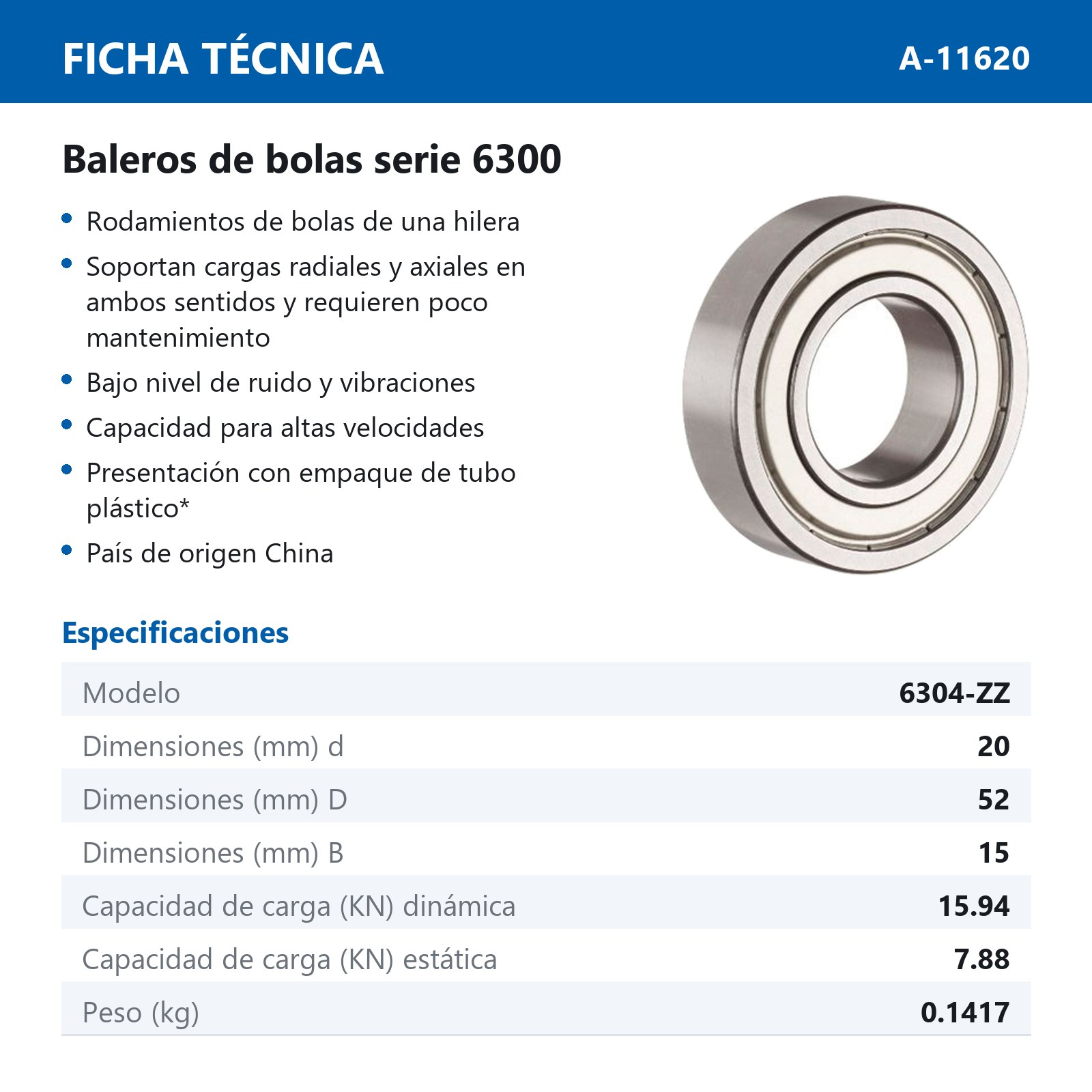 BALERO 6304-ZZ - Imagen 2