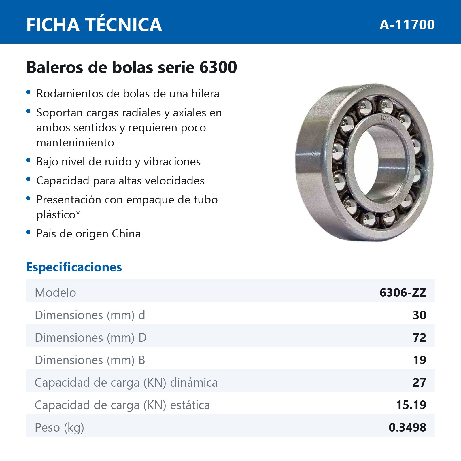 BALERO 6306-ZZ - Imagen 2