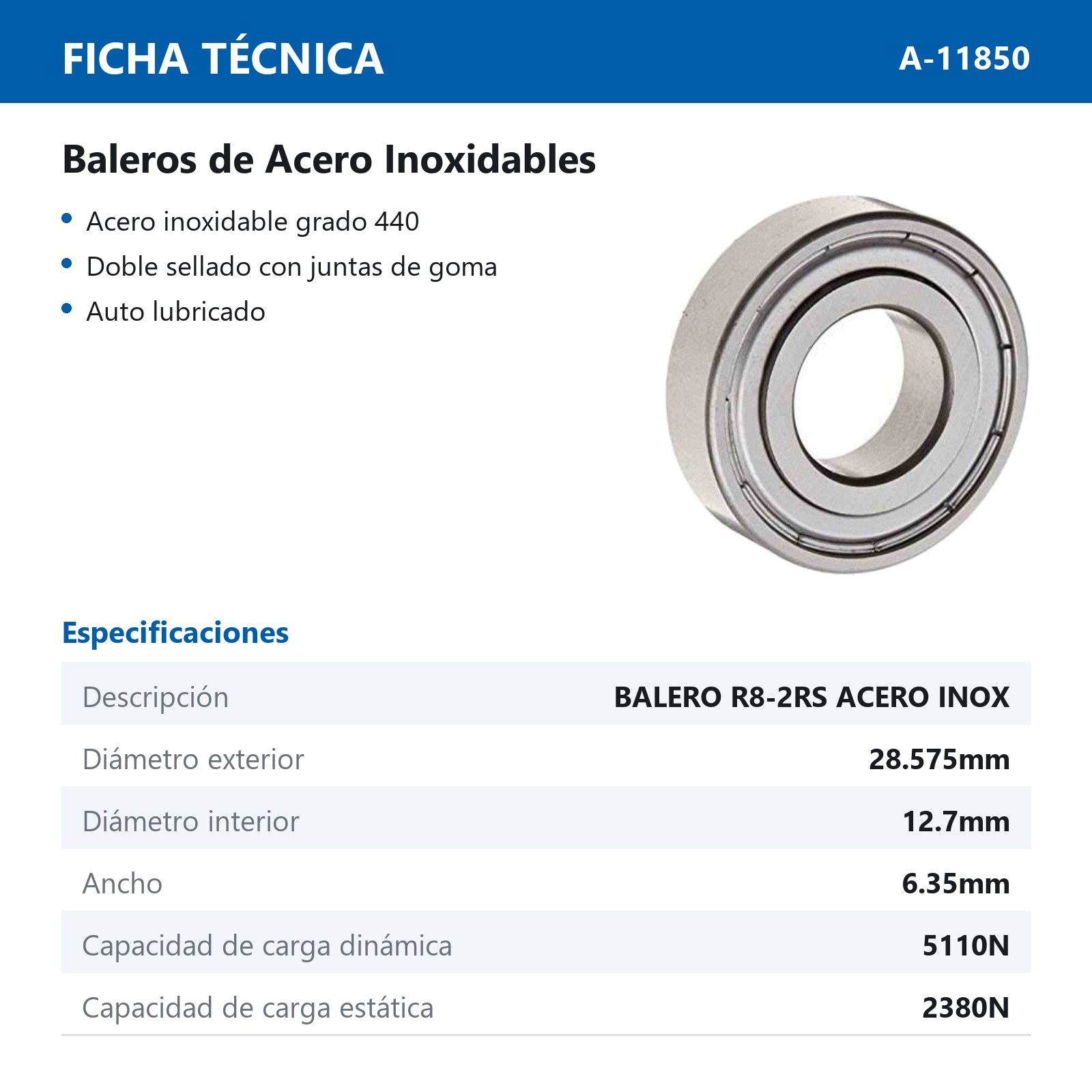 BALERO R8-2RS ACERO INOX - Imagen 2