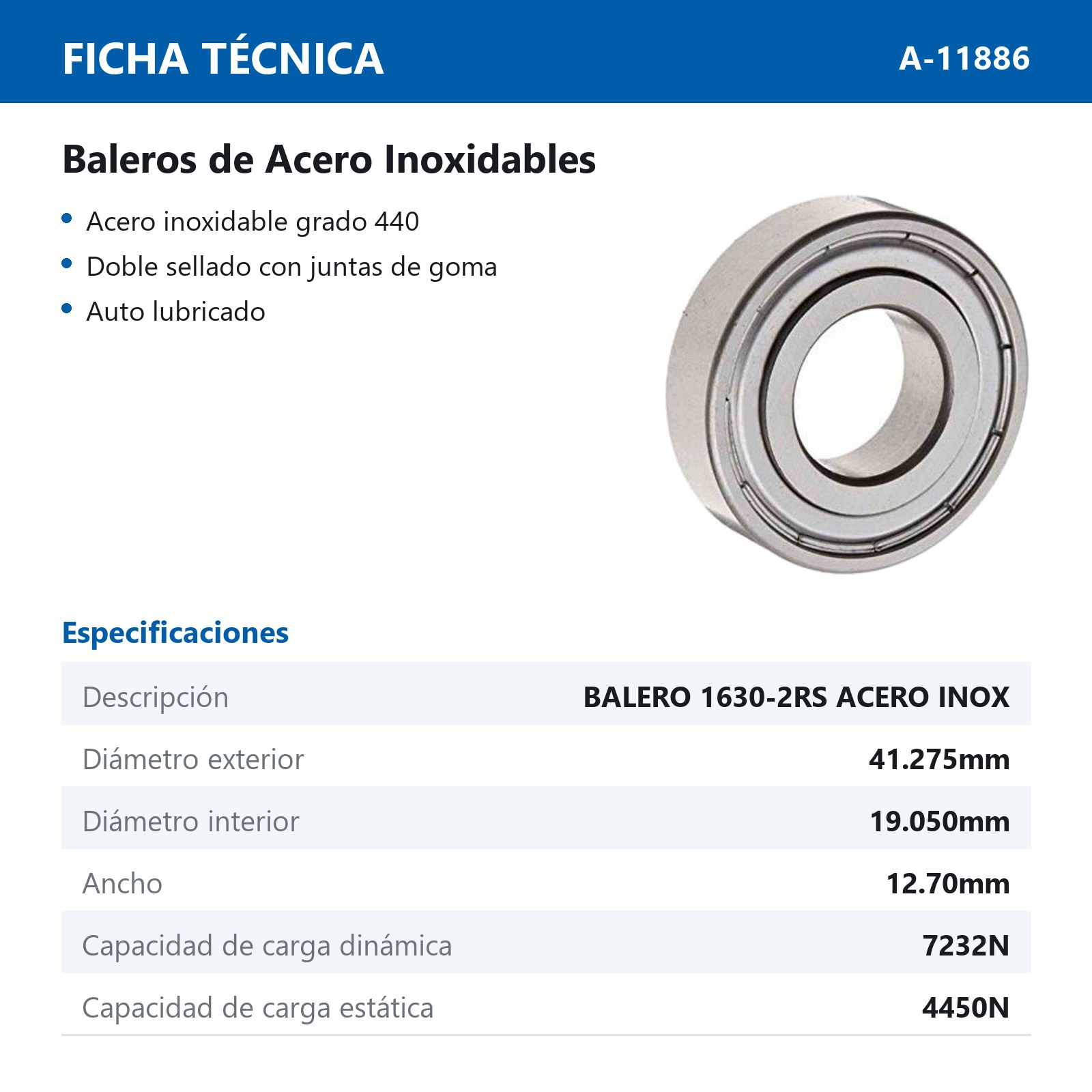 BALERO 1630-2RS ACERO INOX - Imagen 2