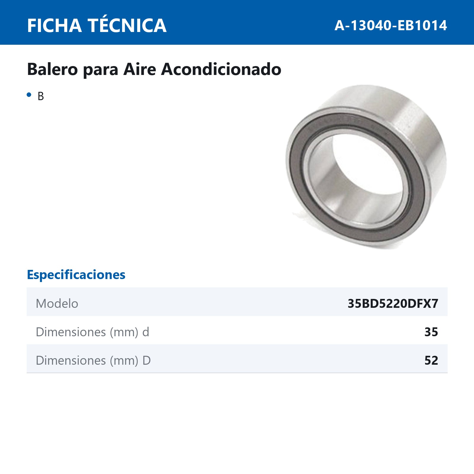 BALERO AC 35BD5220DFX7 35 X 52 X 20 - Imagen 2