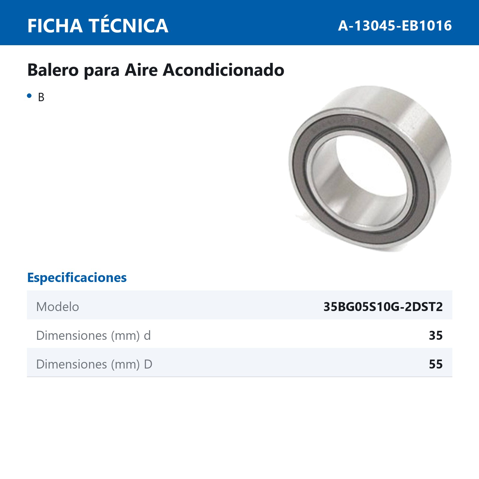 BALERO AC 35BG05S10G-2DST2 35 X 55 X 20 - Imagen 2