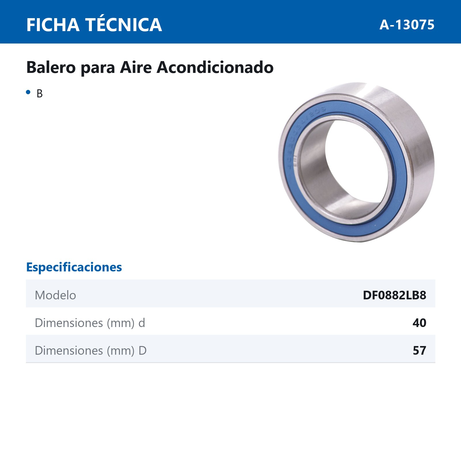 BALERO AC DF0882LB8 40 X 57 X 24 - Imagen 2