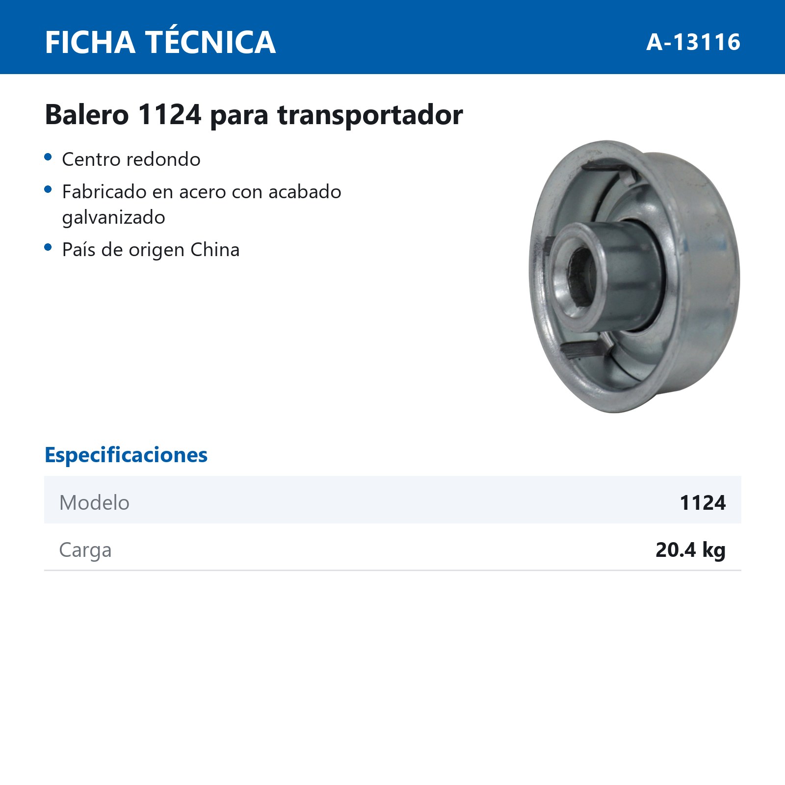 BALERO 1124 PARA TRANSPORTADOR 1-1/4 X 1-1/8 X 1/4 - Imagen 2