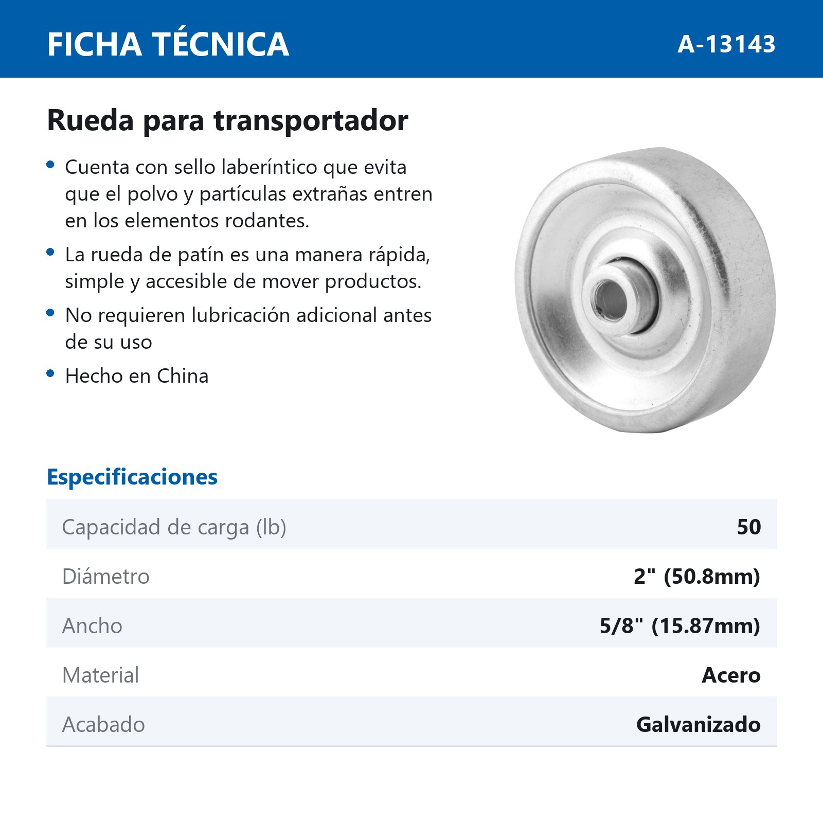 RUEDA PARA TRANSPORTADOR #50 - Imagen 2