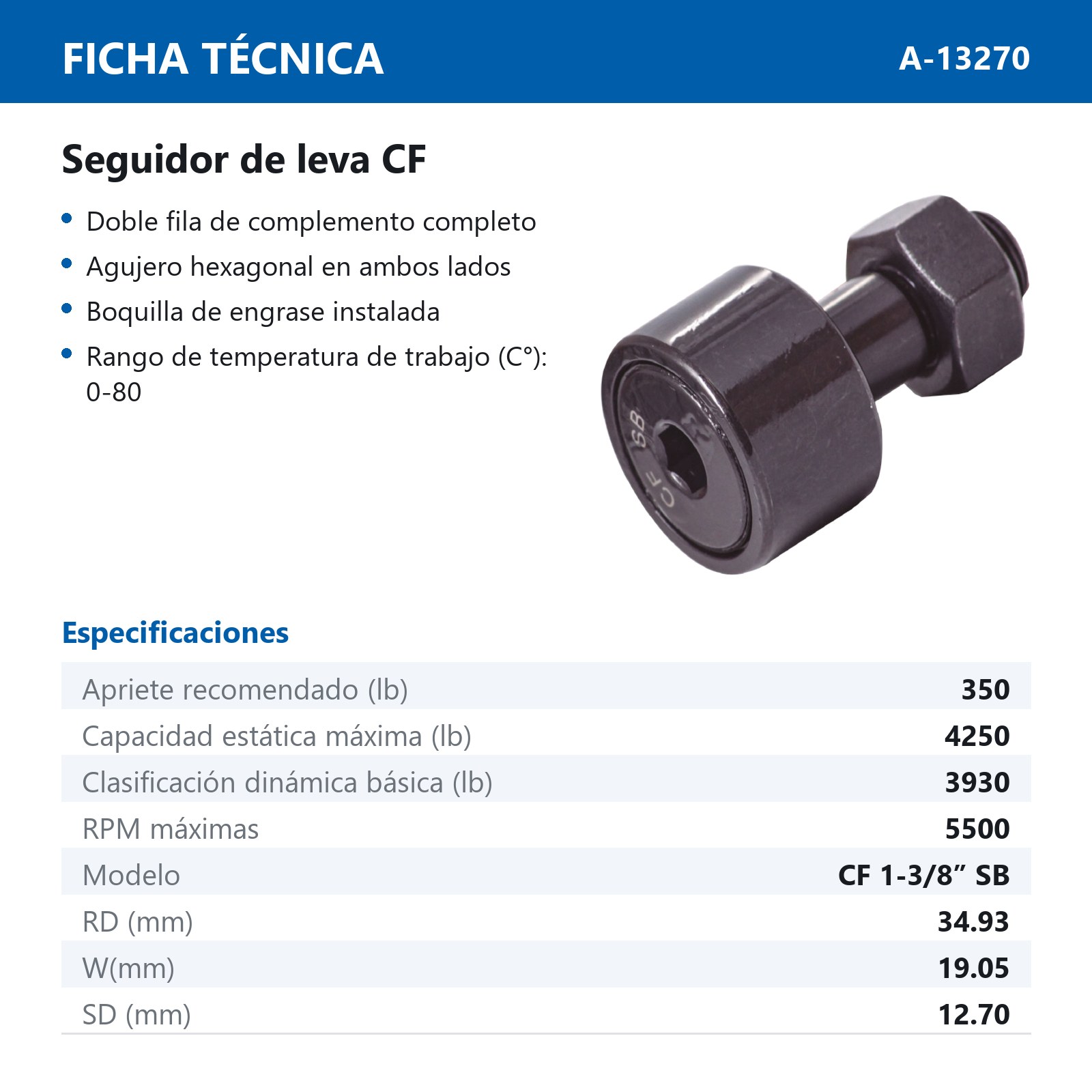SEGUIDOR DE LEVA CF 1-3/8" SB - Imagen 2