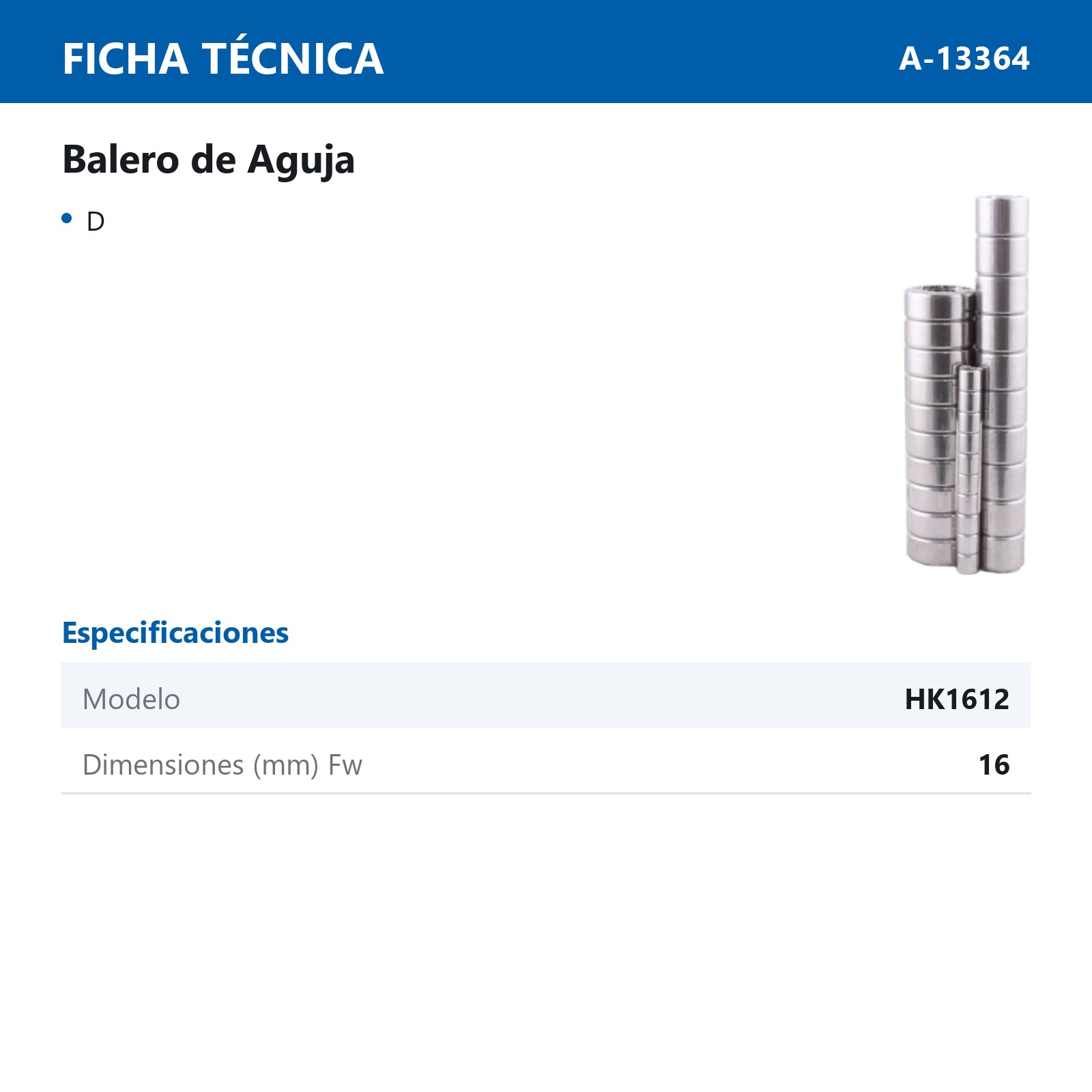 BALERO DE AGUJA HK1612 - Imagen 2