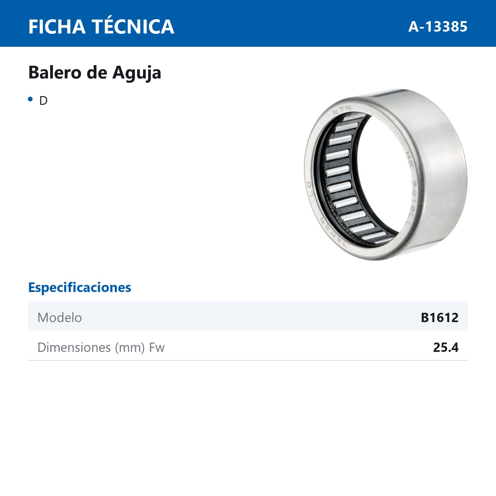 BALERO DE AGUJA B1612 - Imagen 2