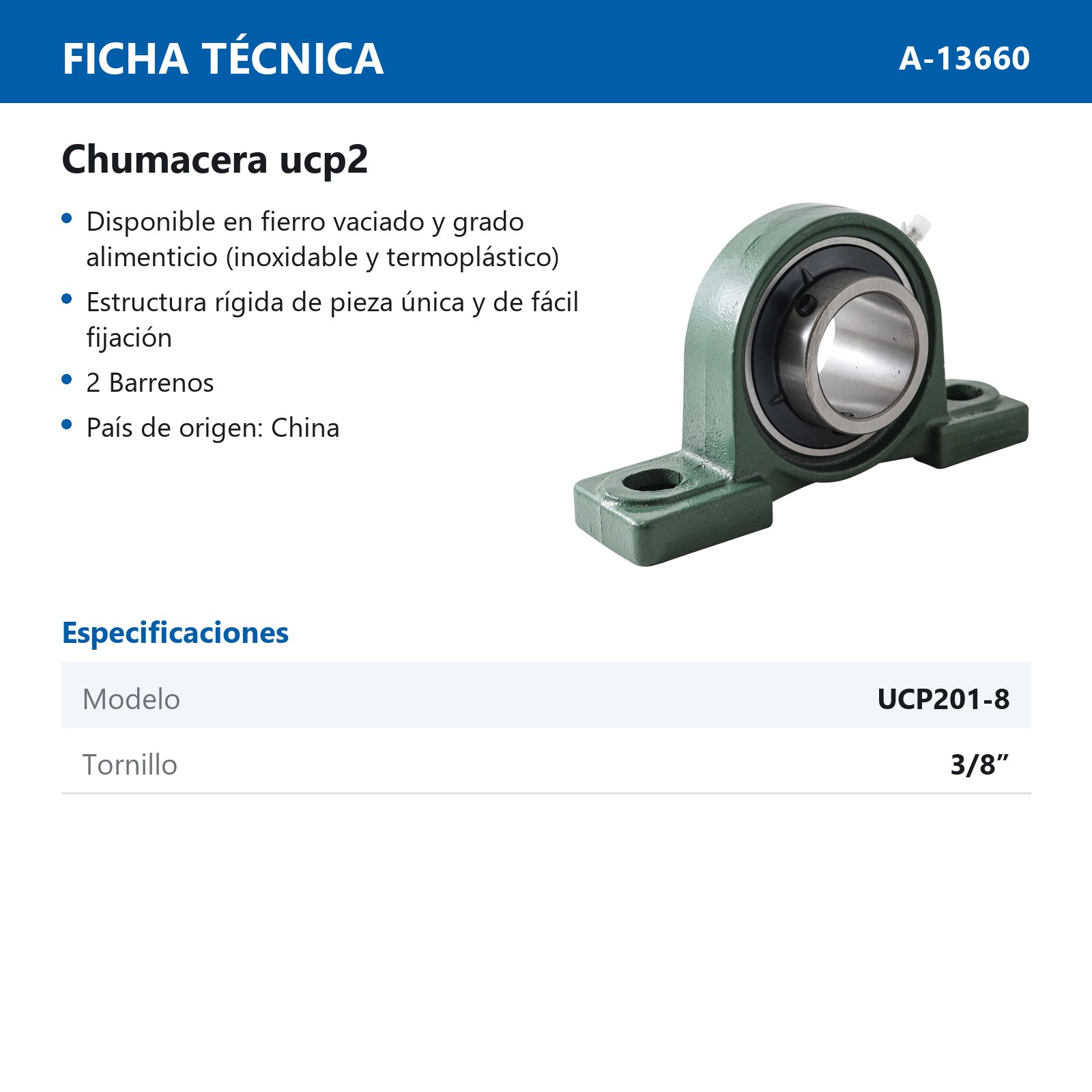CHUMACERA DE PISO  UCP201-8 1/2" - Imagen 3