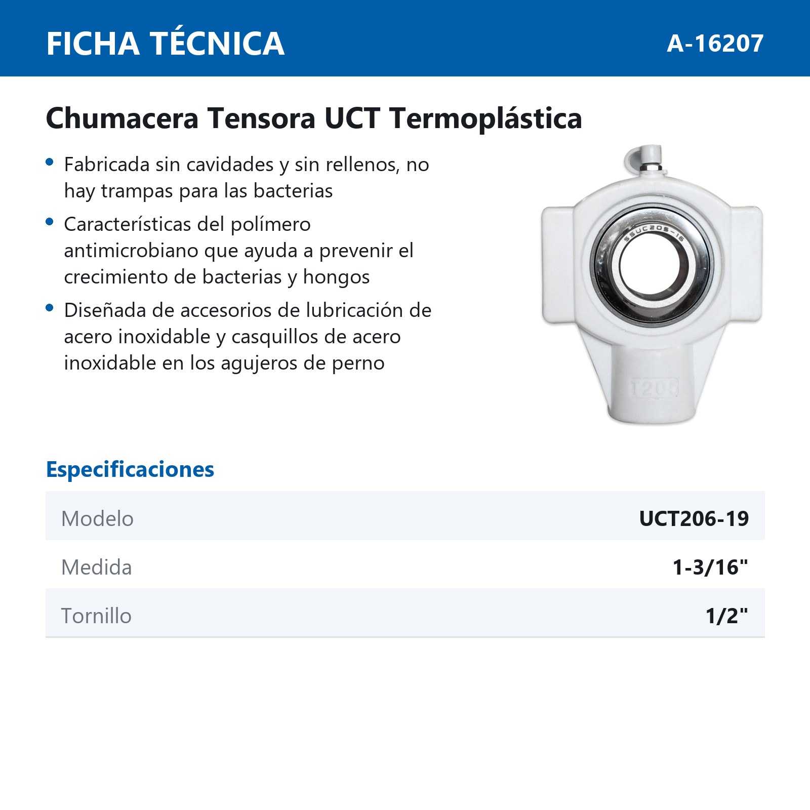 TENSOR CHUMACERA UCT206-19 1-3/16"  ALIMENTICIA - Imagen 2