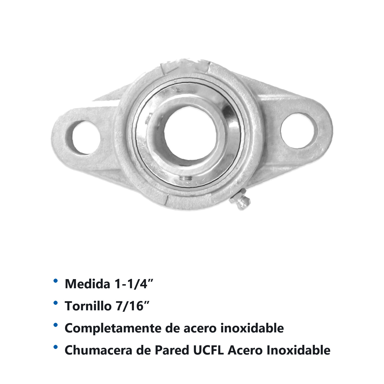 CHUMACERA DE PARED  2T.    UCFL207-20 1 1/4" INOX. - Imagen 2