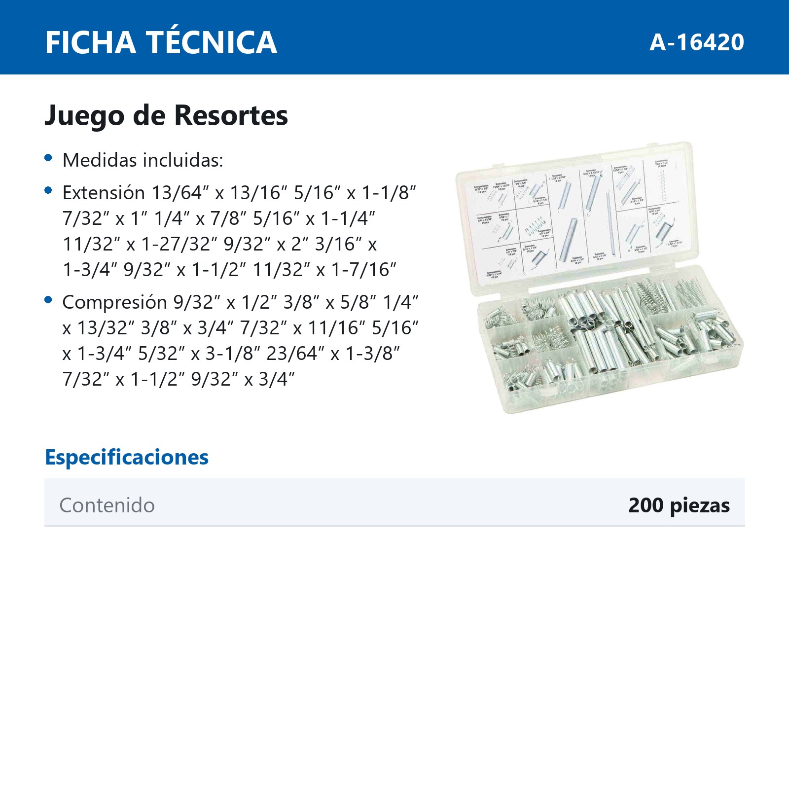 JGO DE RESORTES 200 PZAS (EXTENSION Y COMPRESION) - Imagen 2