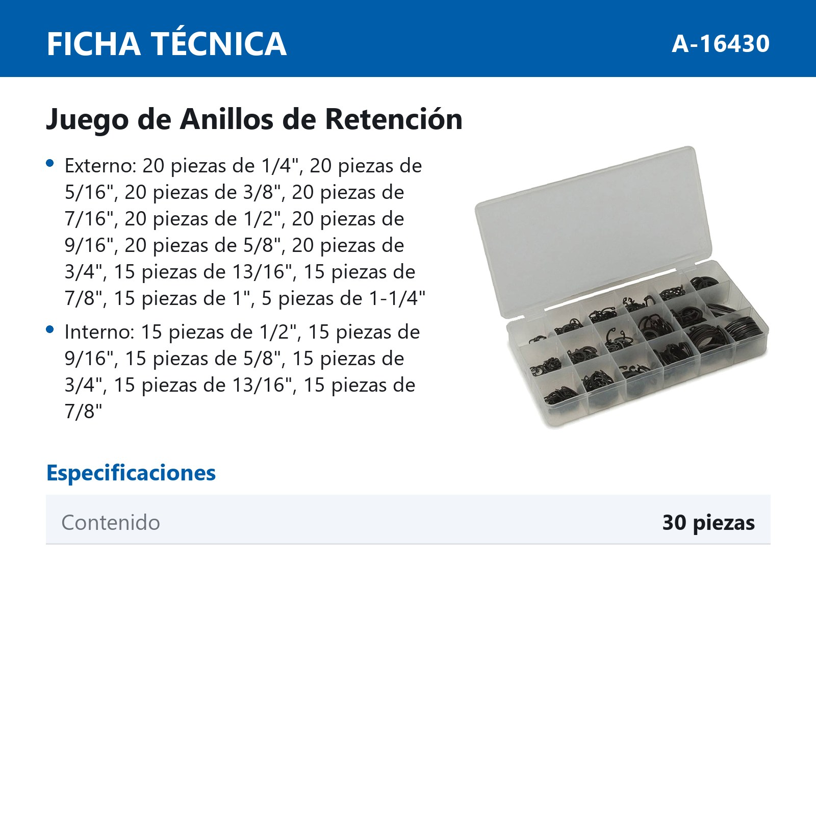 JGO DE ANILLOS DE RETENCION 300 PZAS (EXTERIOR E INTERIOR) - Imagen 2