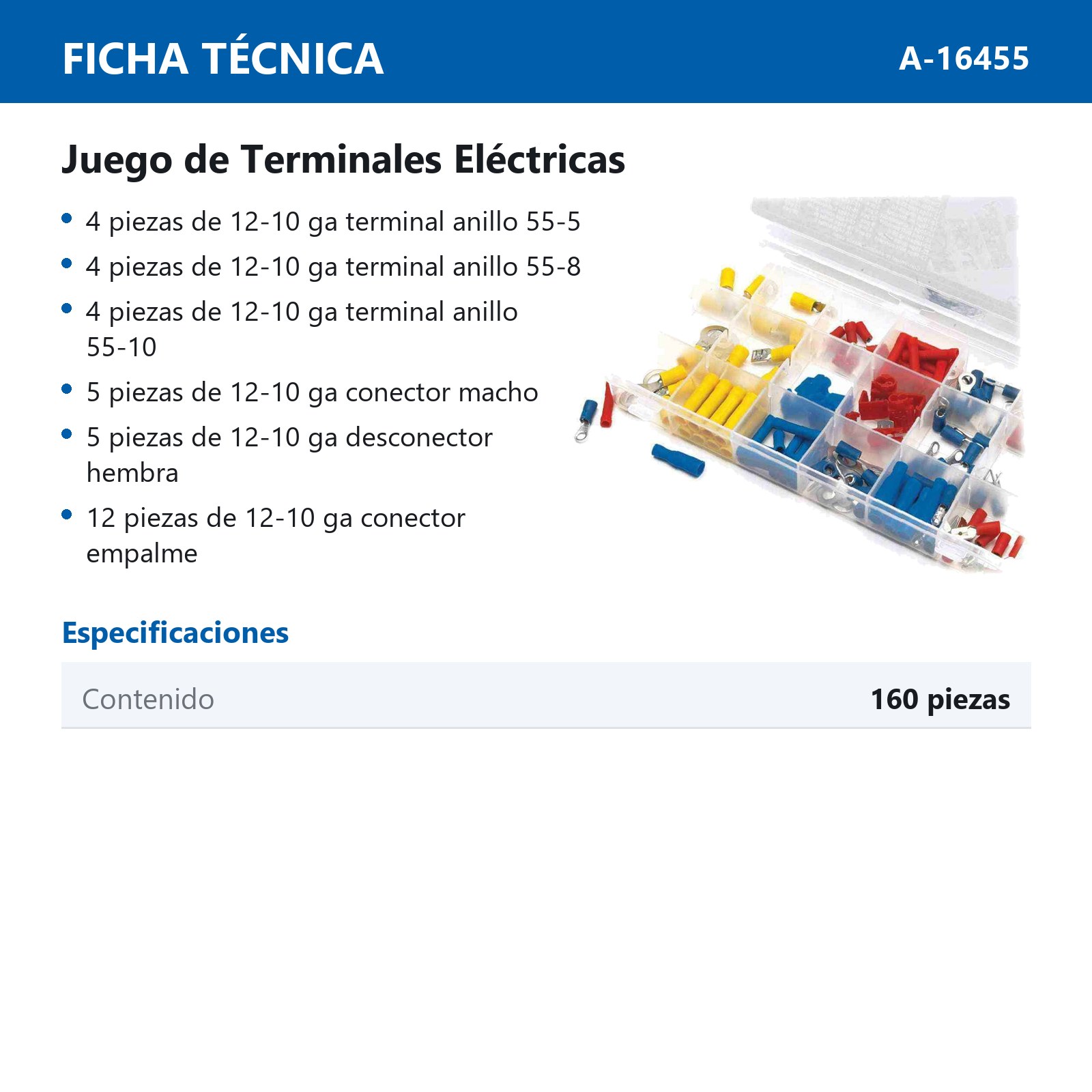 JGO DE TERMINALES ELECTRICAS 160 PZAS (ANILLOS, CONECTORES Y DESCONECTORES) - Imagen 2
