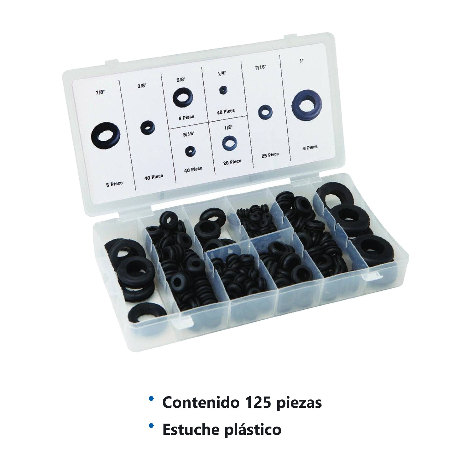 JGO DE EMPAQUES DE HULE 125 PZAS (ARANDELAS Y TAPONES) - Imagen 2