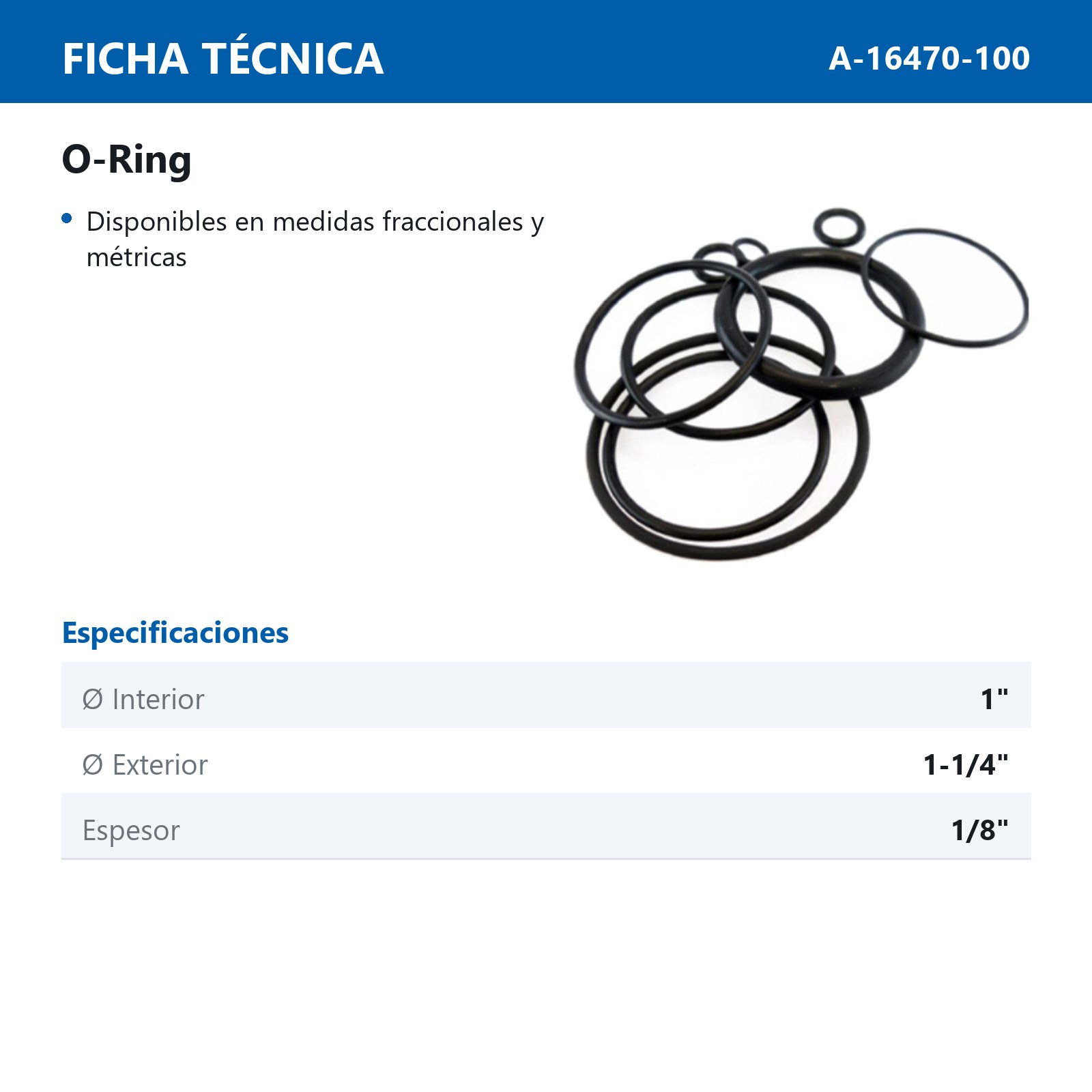 O RING 1 X 1-1/4 X 1/8  (Precio x Empaque c/200 pzas) - Imagen 2